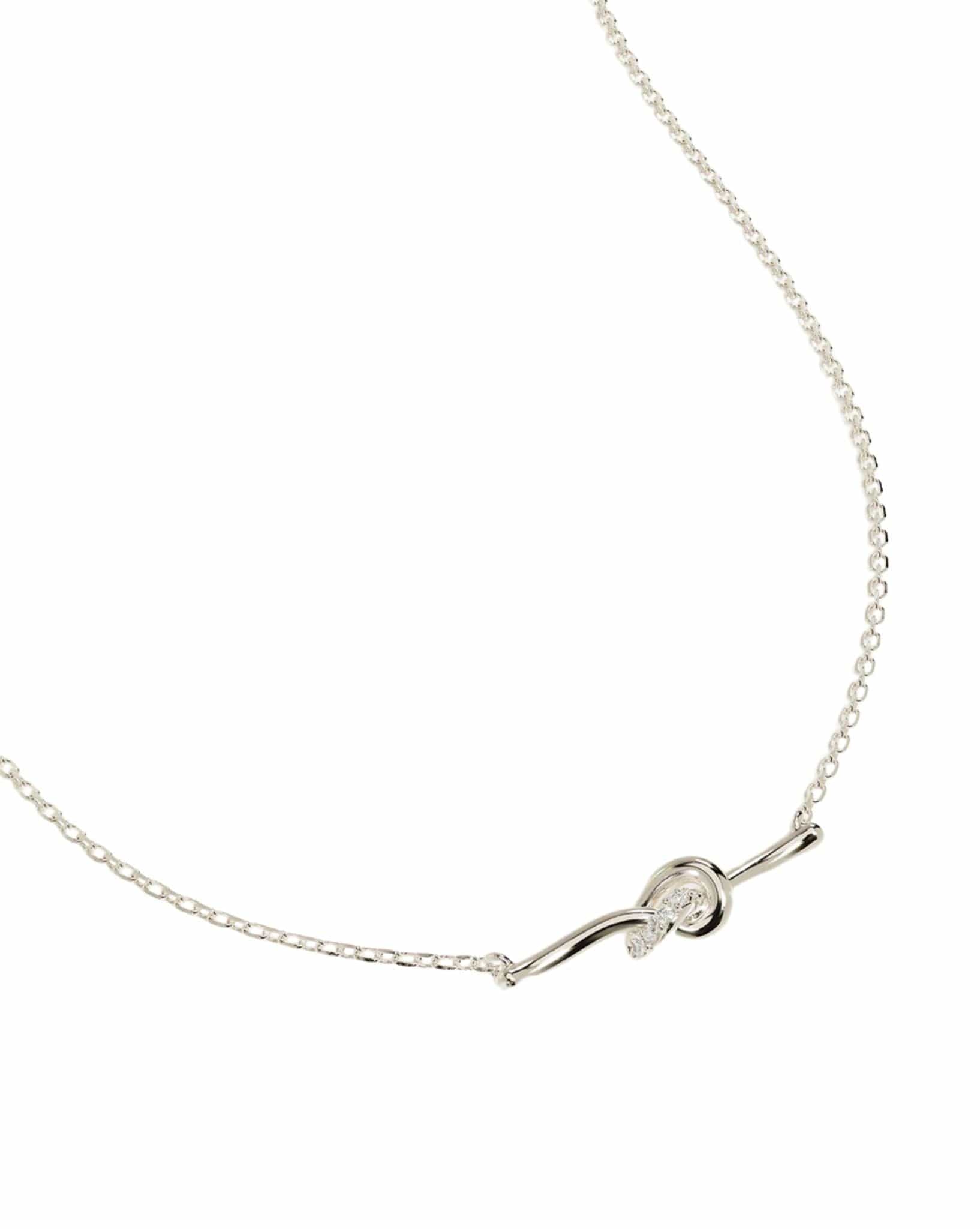 By Charlotte Womens Silver Love Knot Diamond Necklace