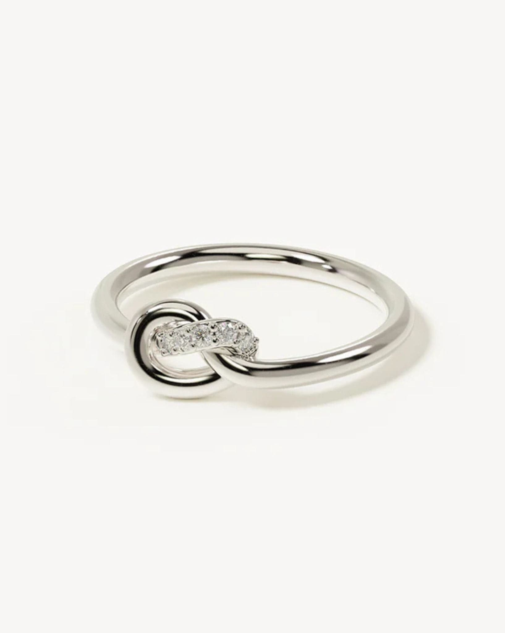 By Charlotte Womens Silver Love Knot Diamond Ring