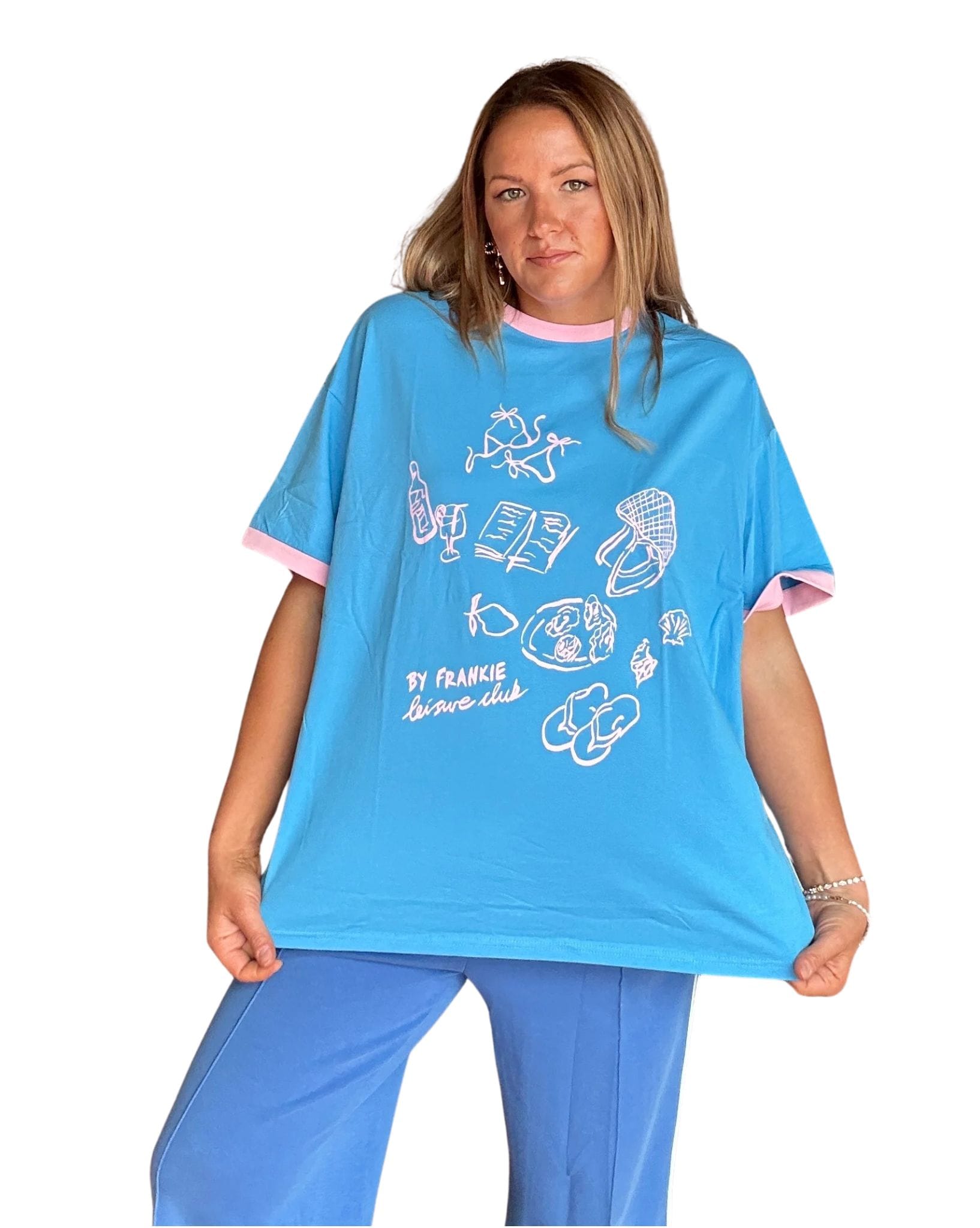 By Frankie Blue/Pink Leisure Club T-shirt