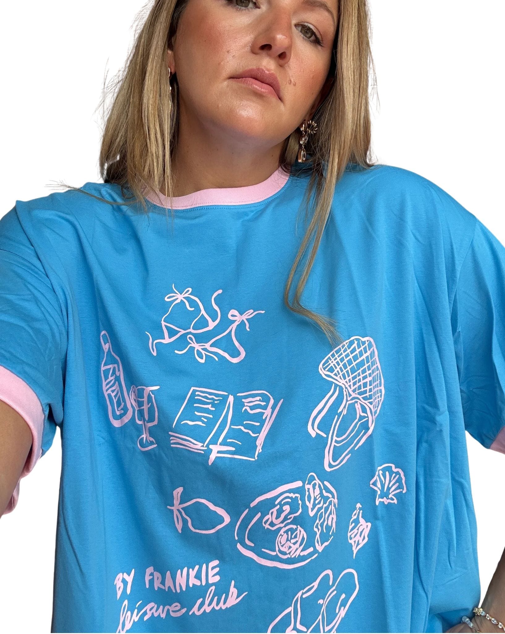 By Frankie Blue/Pink Leisure Club T-shirt