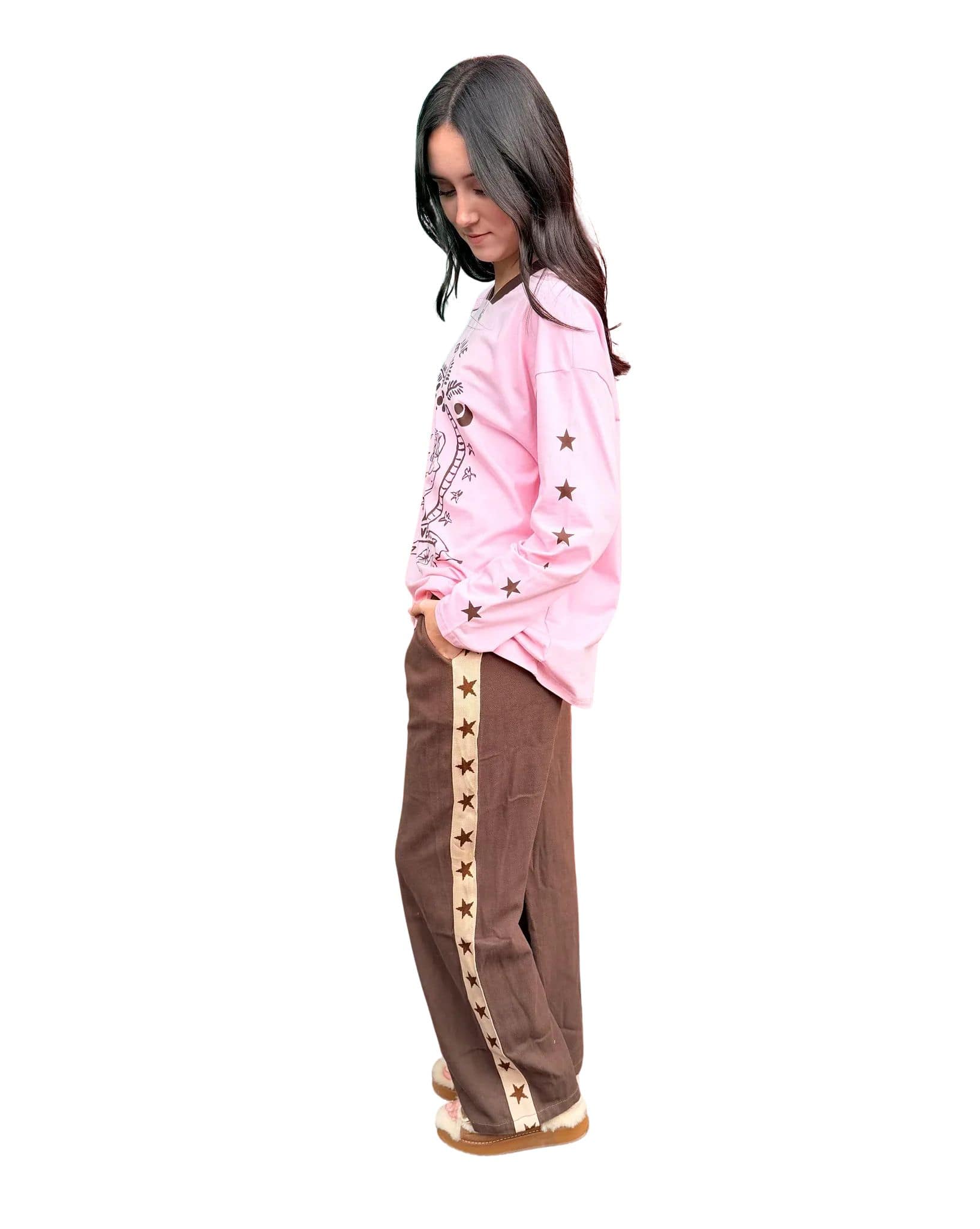 By Frankie Brown/Beige Star Pants