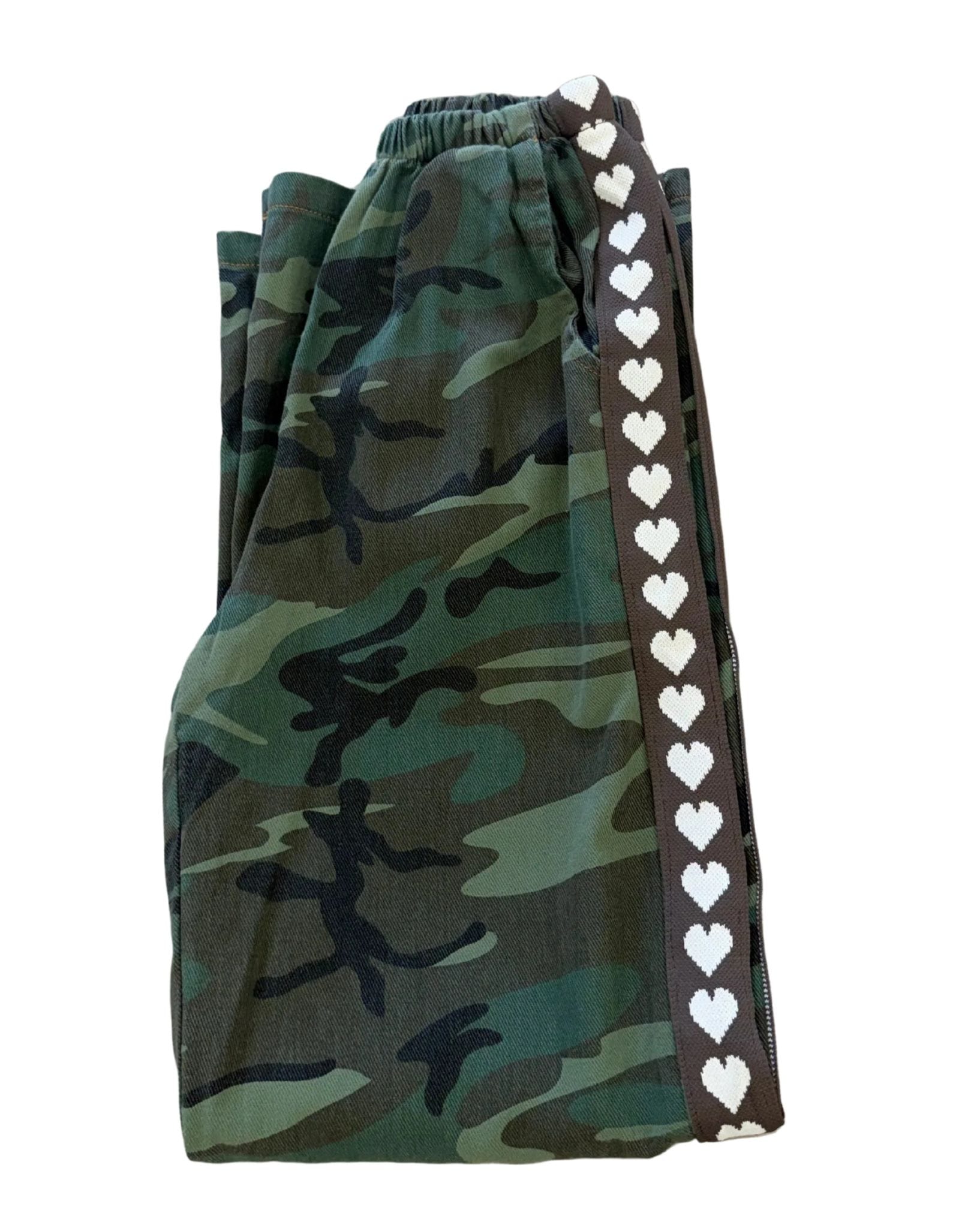 By Frankie Camo Brown Hearts Pants