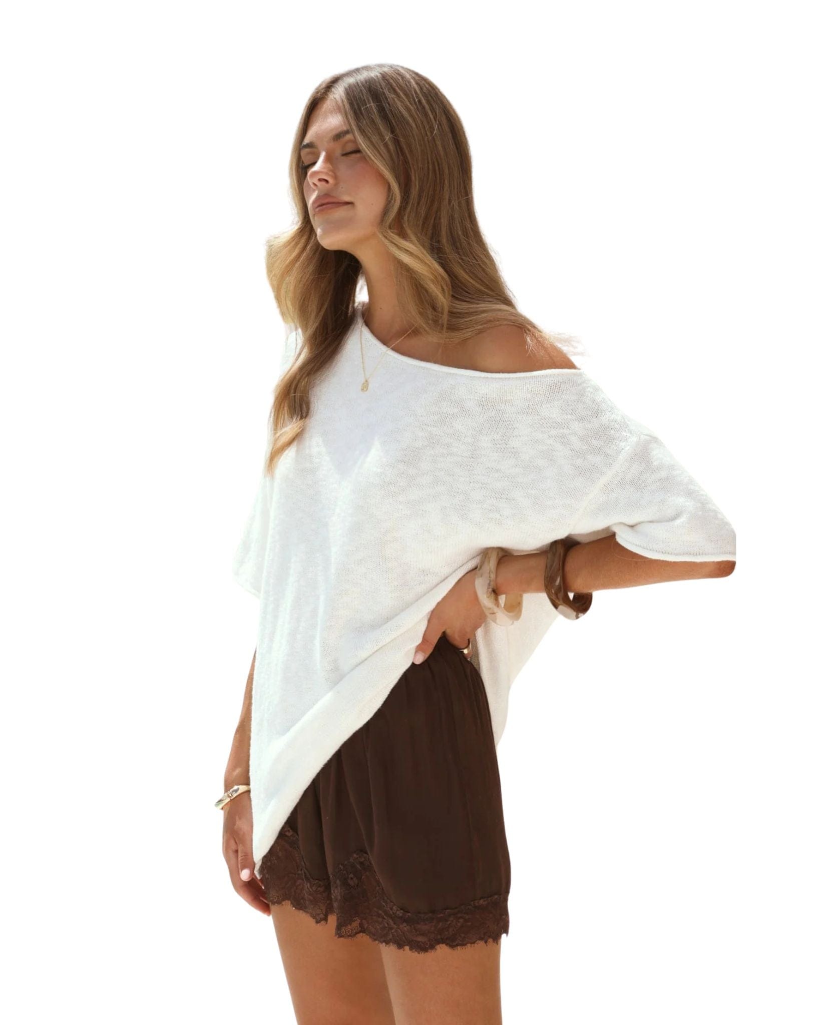 By Frankie Chocolate Lace Shorts