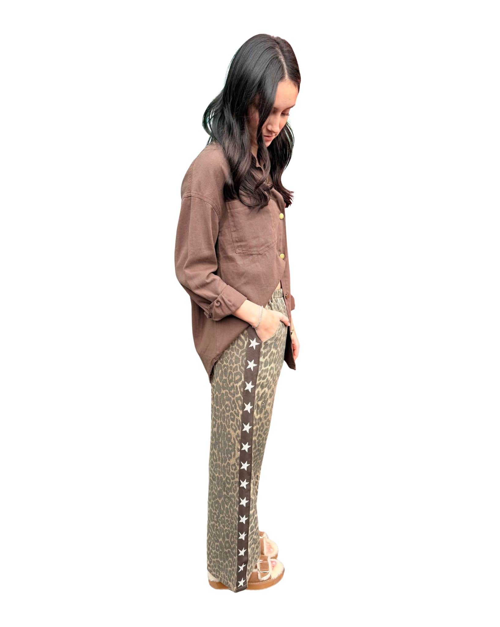 By Frankie Leopard Brown Star Pants