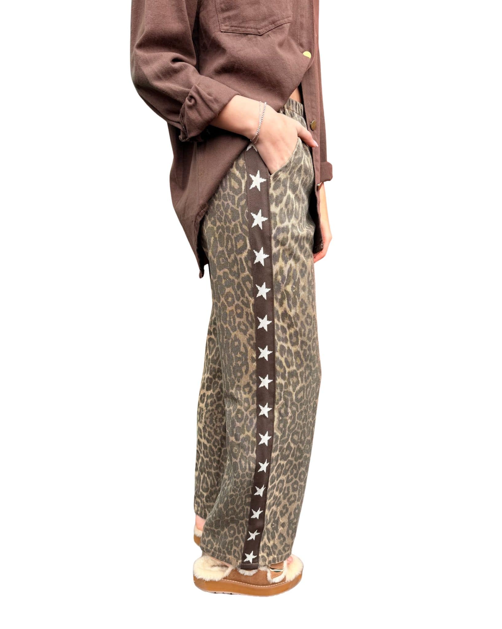 By Frankie Leopard Brown Star Pants