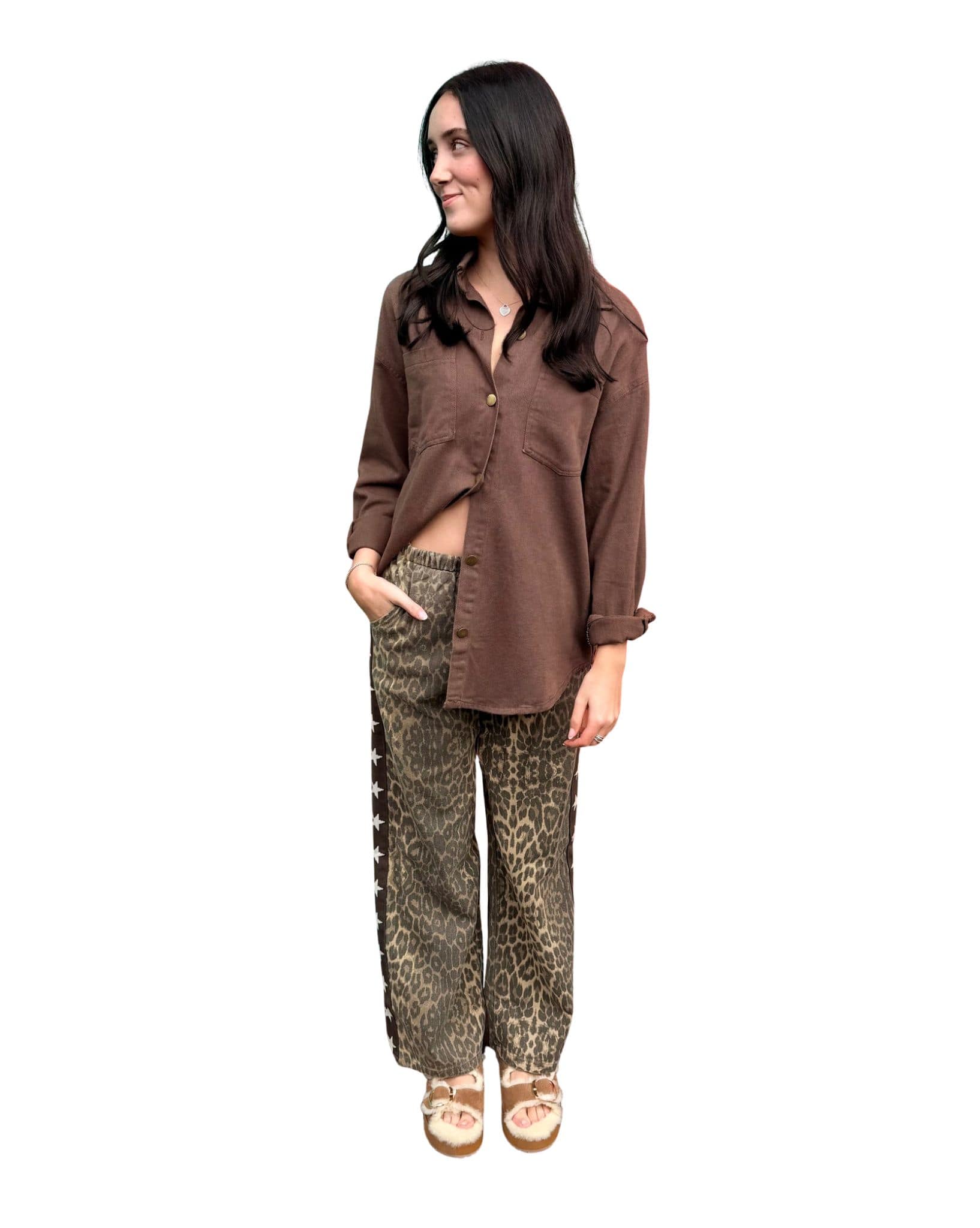 By Frankie Leopard Brown Star Pants