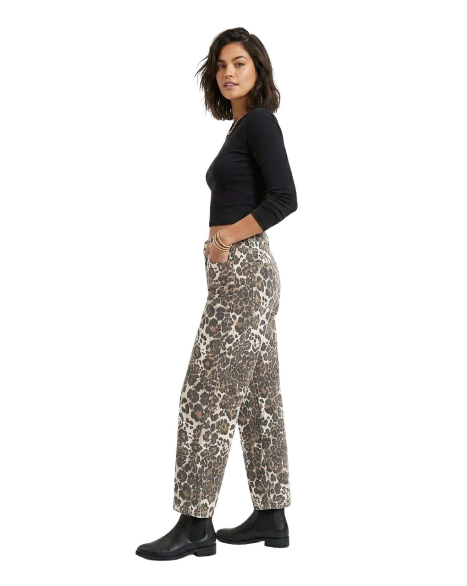 By Frankie Multi Leopard Barrel Denim Jean