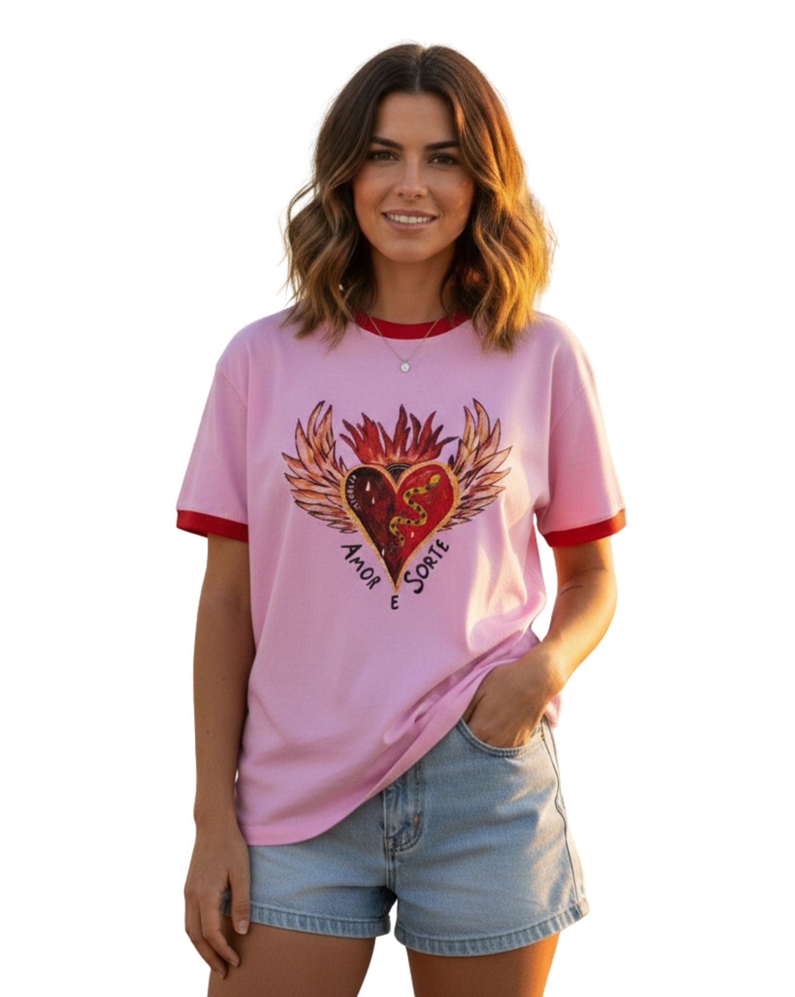 By Frankie Pink Amor E Sorte T-shirt