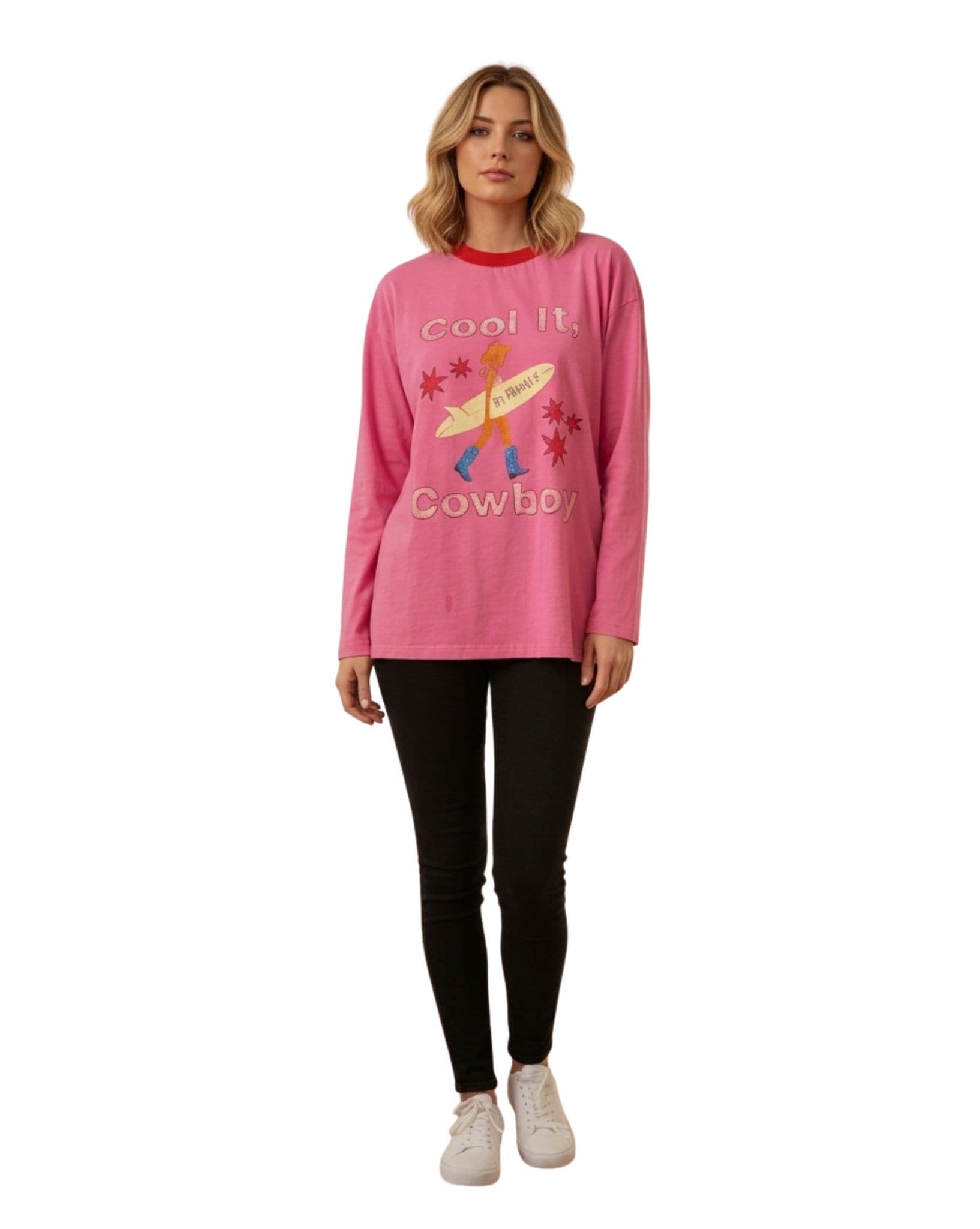 By Frankie Pink Cool It Cowboy Long Sleeve Tee