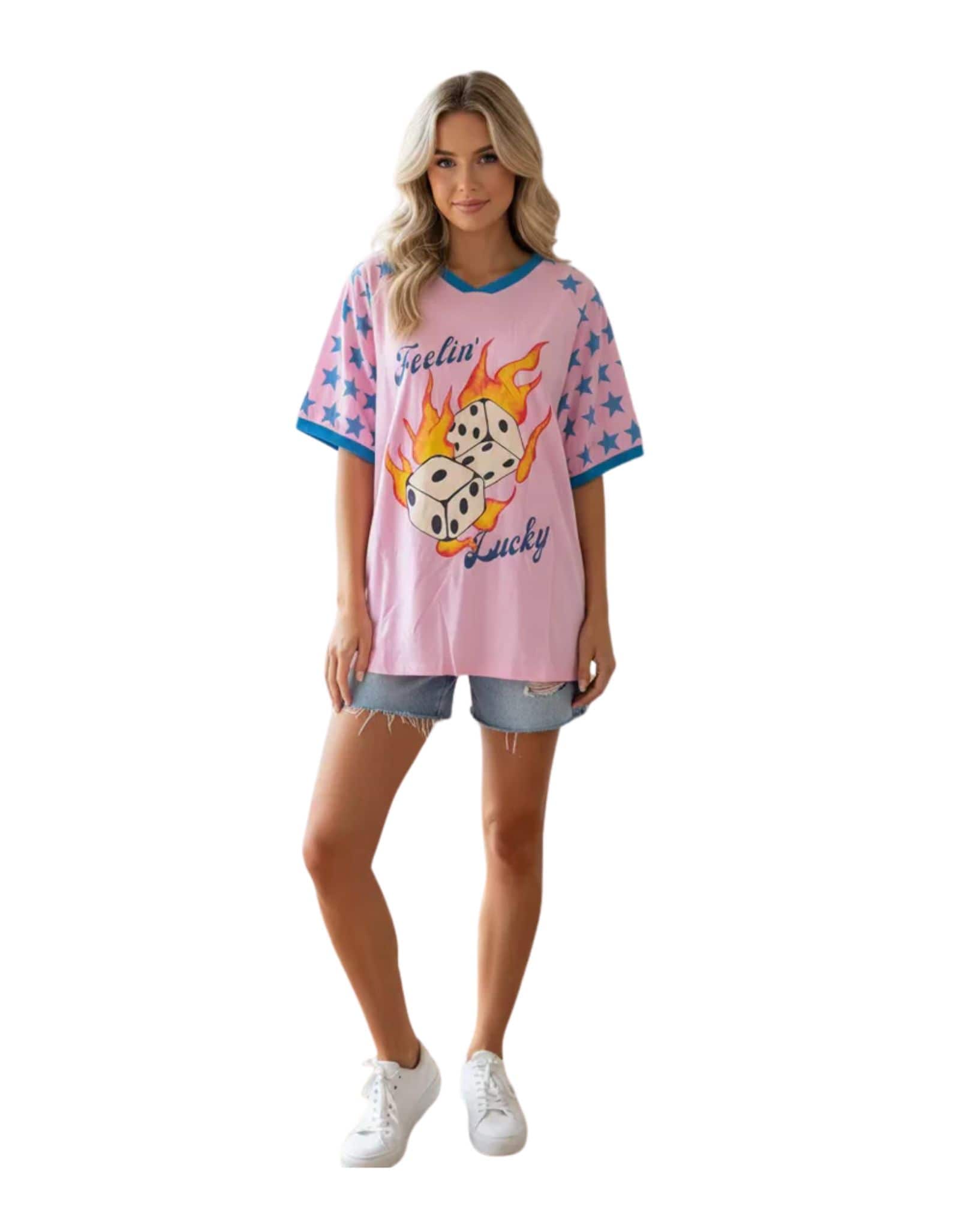 By Frankie Pink Feelin' Lucky T-Shirt