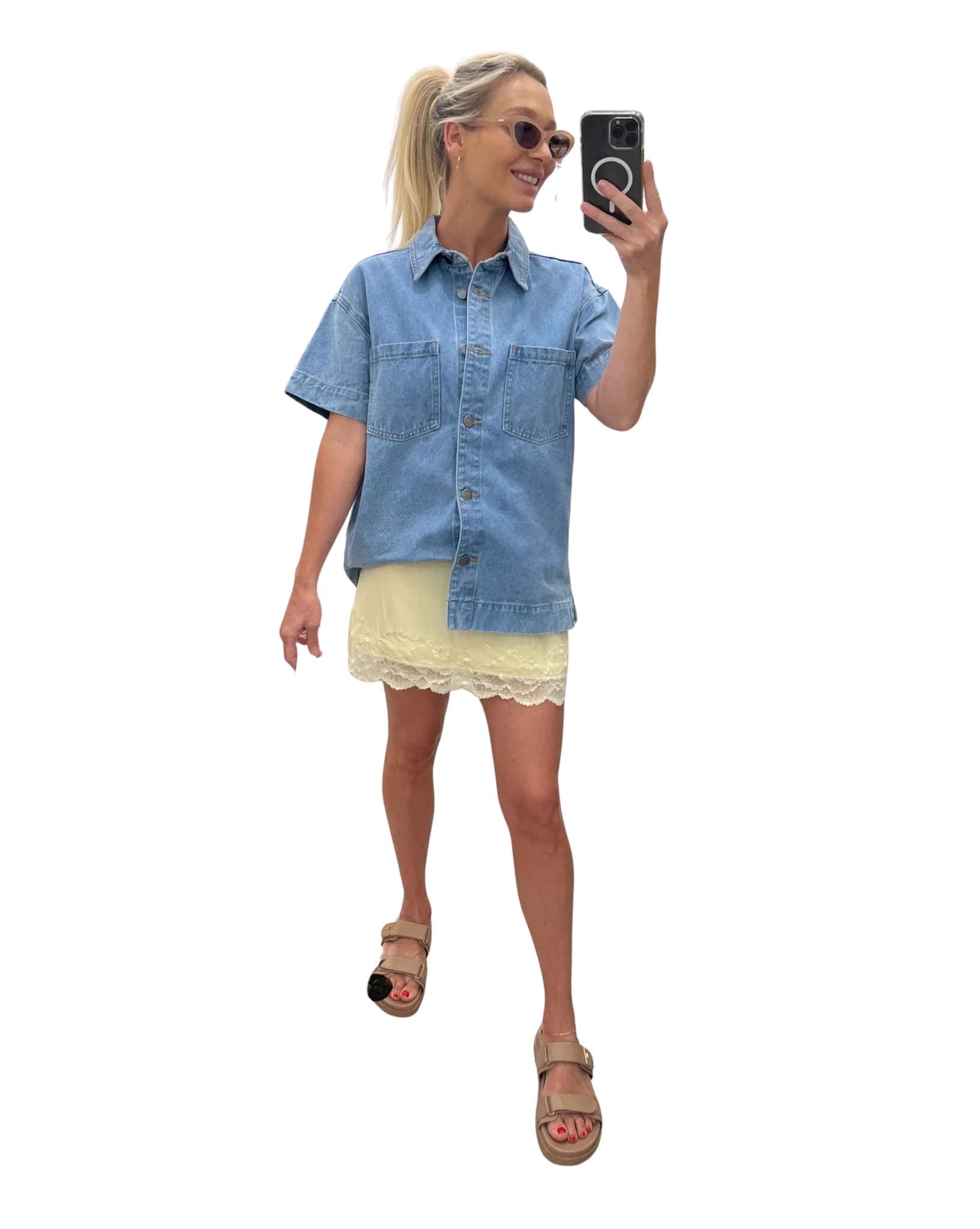 By Frankie Satin Lace Skirt