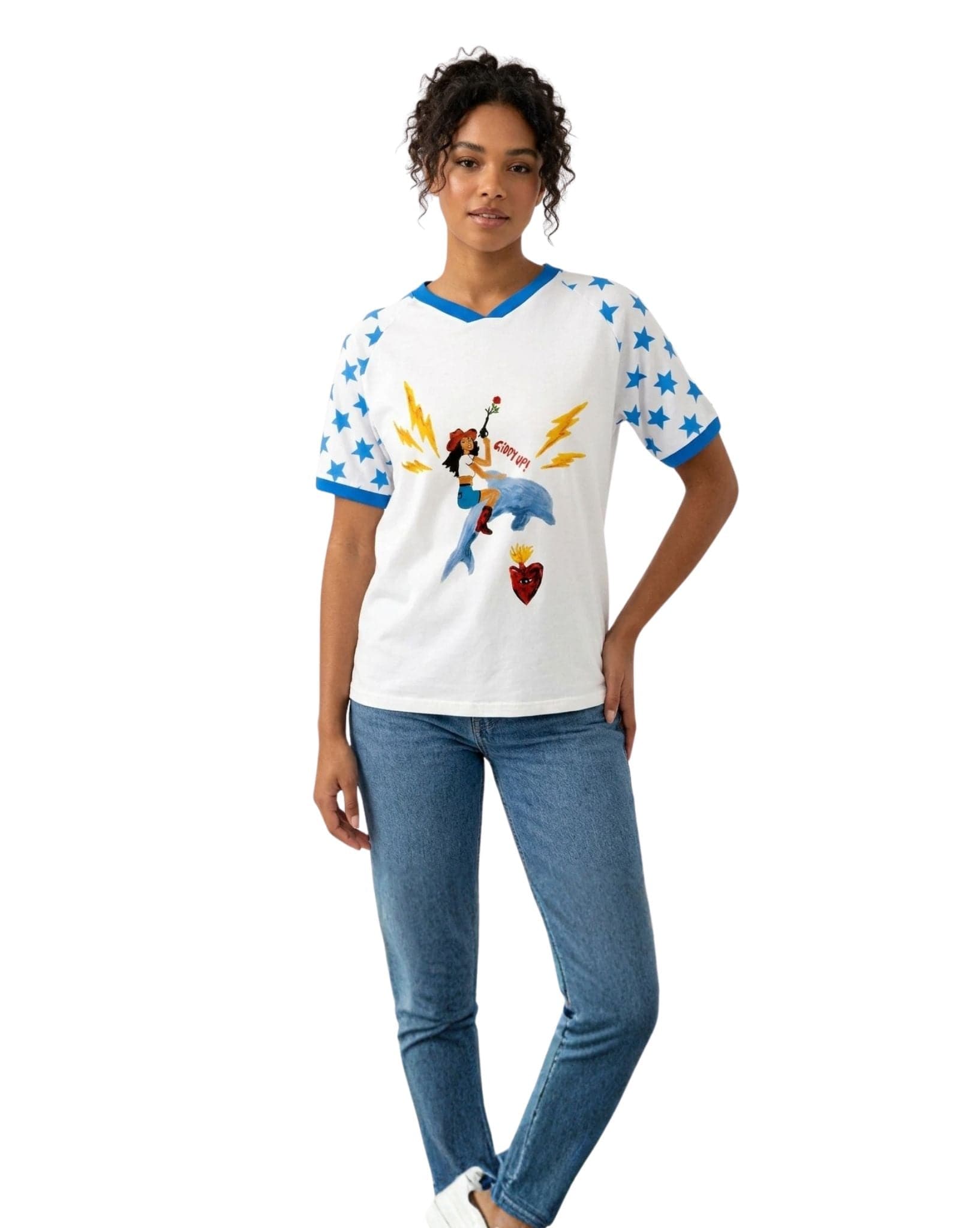 By Frankie White/Blue Giddy Up T-Shirt