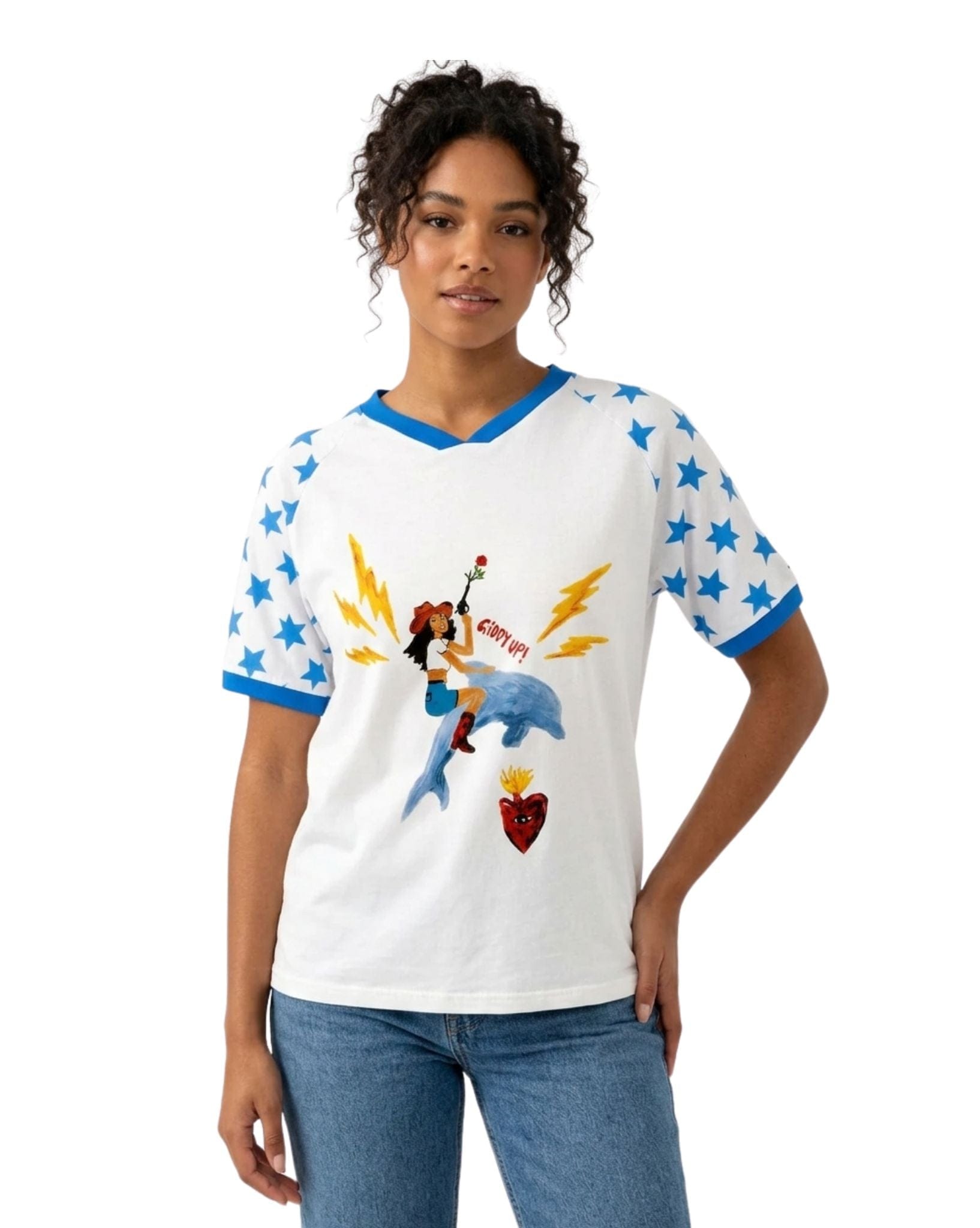 By Frankie White/Blue Giddy Up T-Shirt