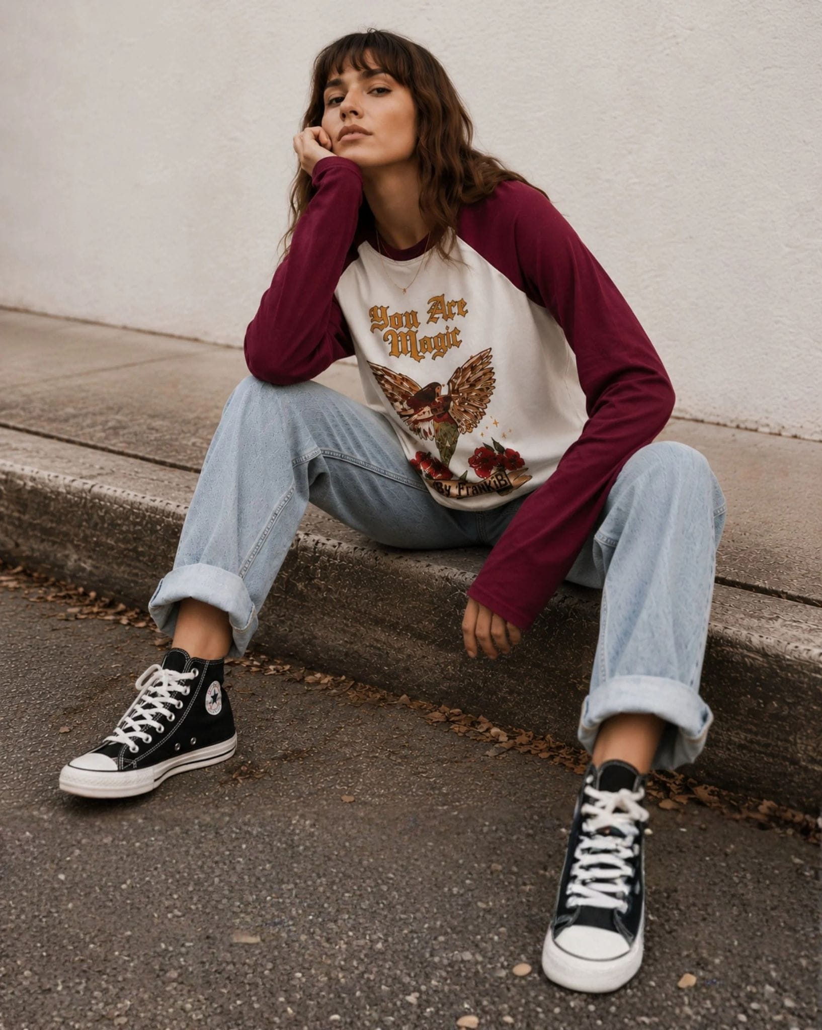 By Frankie White/Burgundy You Are Magic Raglan Tee