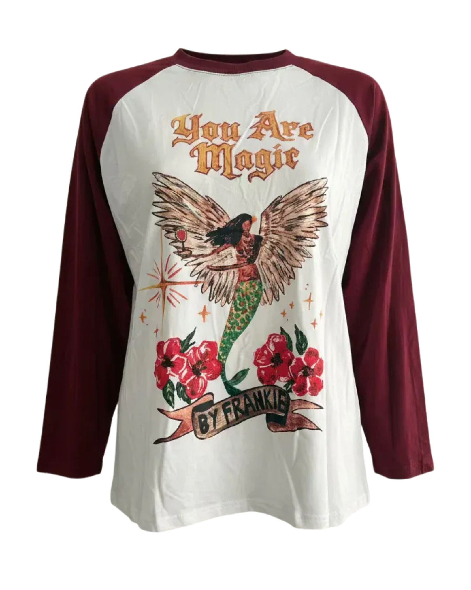 By Frankie White/Burgundy You Are Magic Raglan Tee