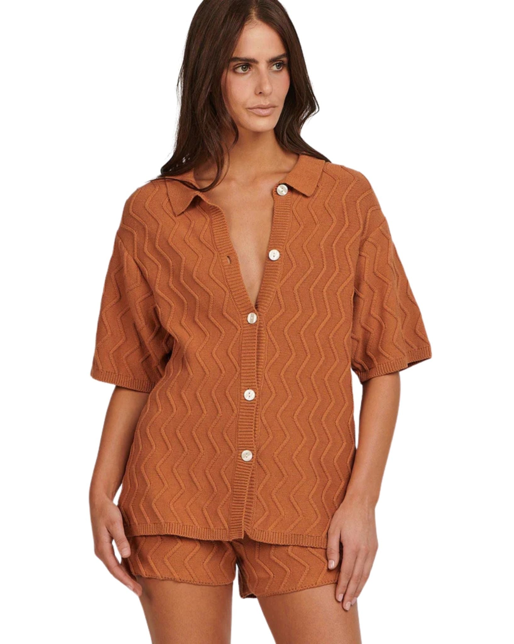 Charlie Holiday Womens Alexis Shirt  Caramel