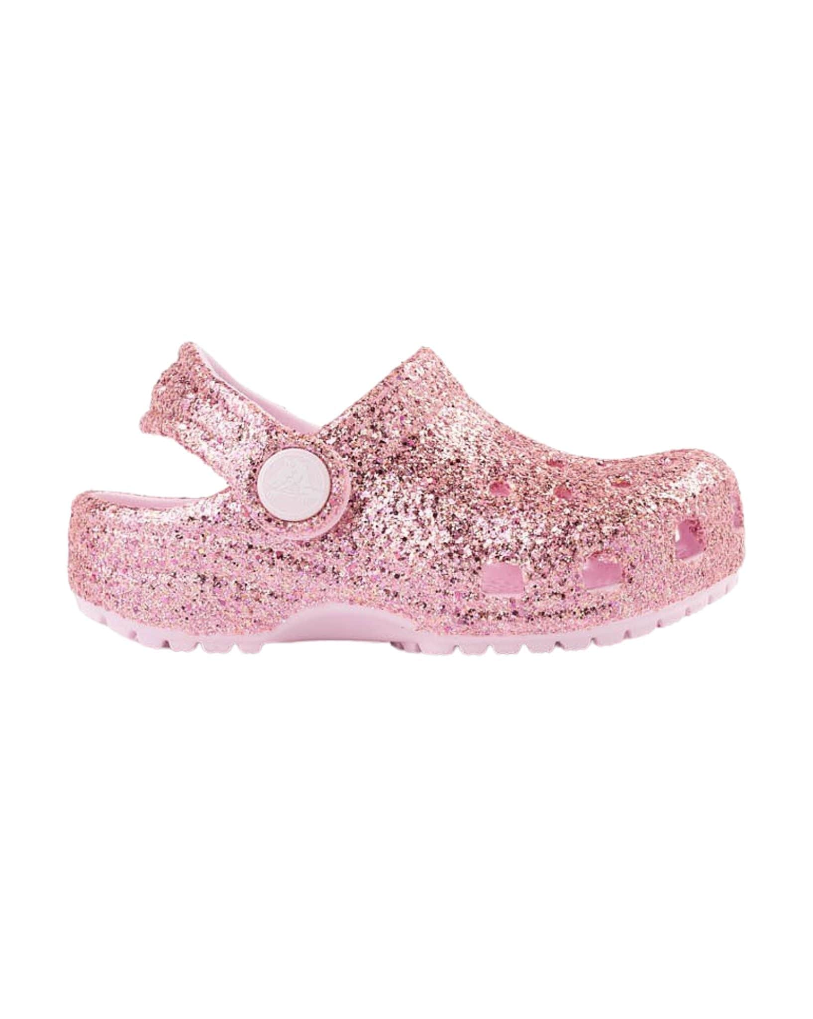 Crocs Classic Chunky Glitter Clog Toddler- Pink Milk