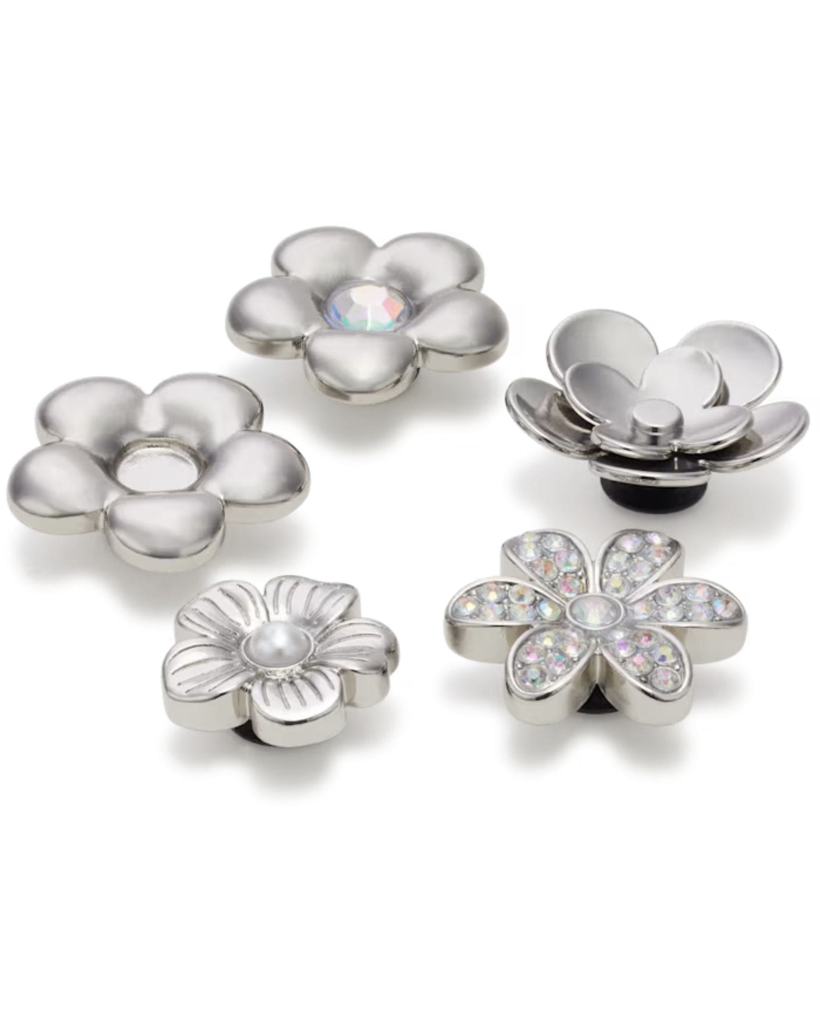 Crocs Crocs Jibbitz - Monochrome Silver Flowers