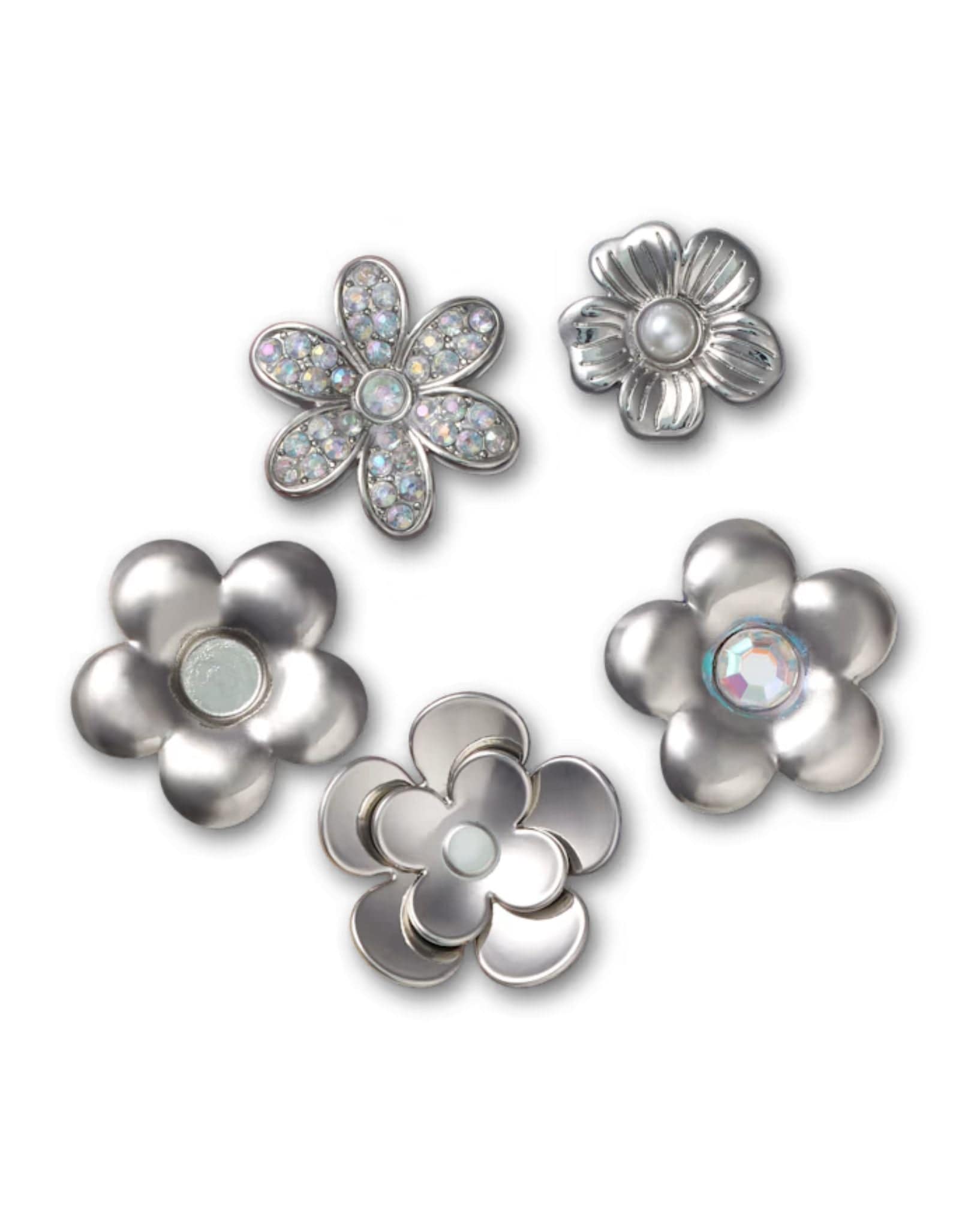Crocs Crocs Jibbitz - Monochrome Silver Flowers