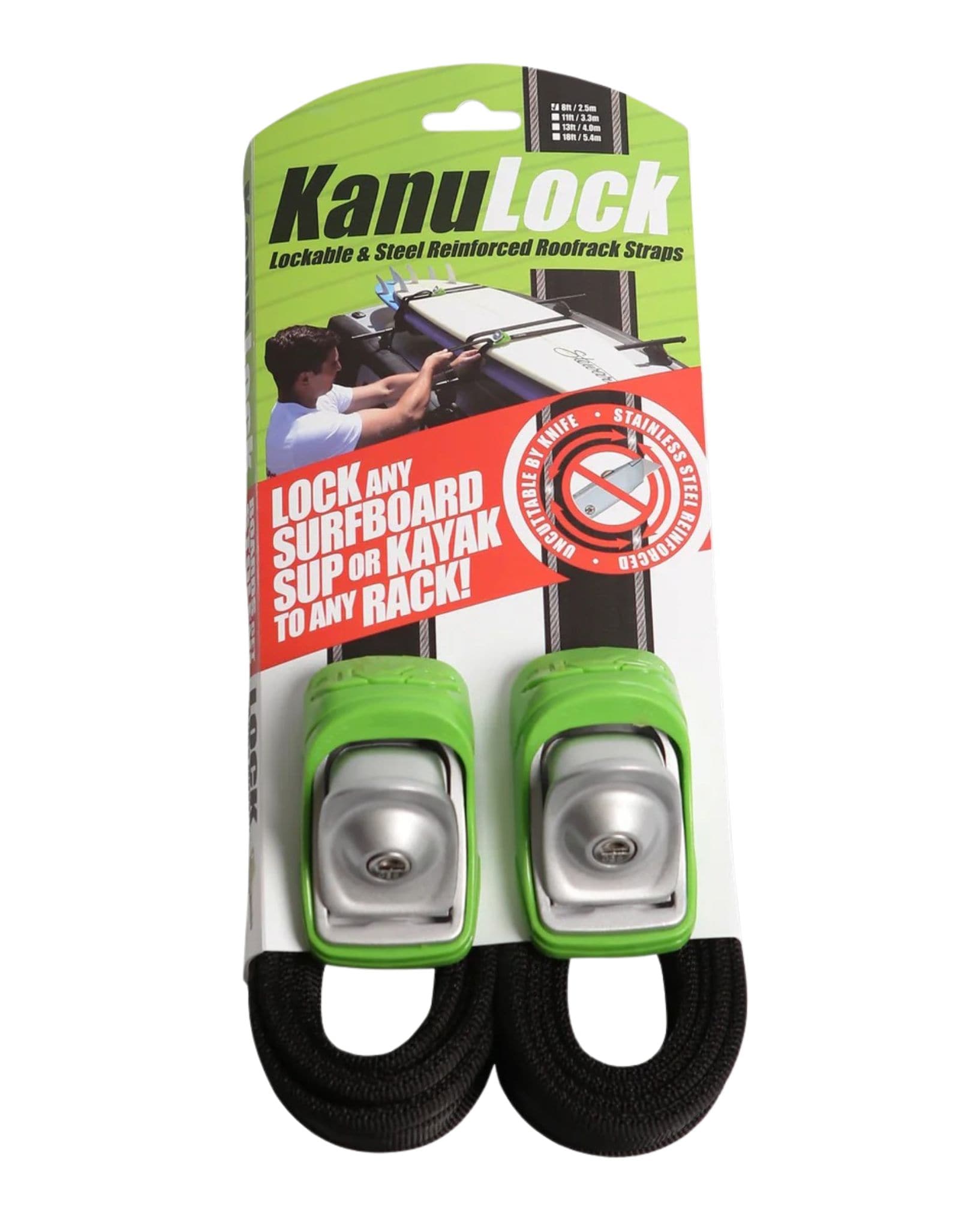 FCS 2.5m / 8ft Kanulock Lockable Tie Down Set
