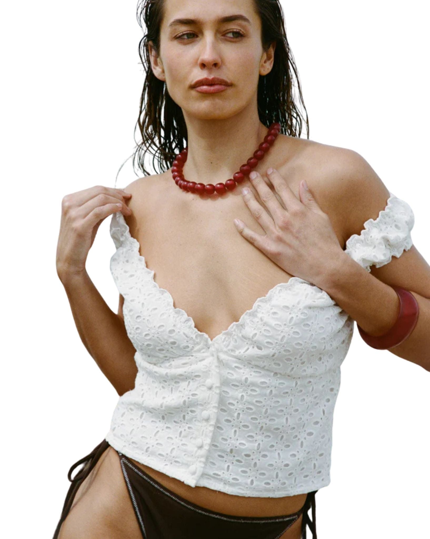 Frank Rae Bahama Top In Eyelet