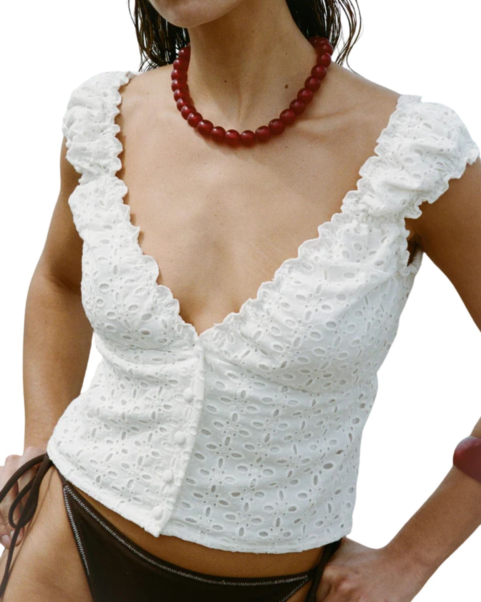 Frank Rae Bahama Top In Eyelet