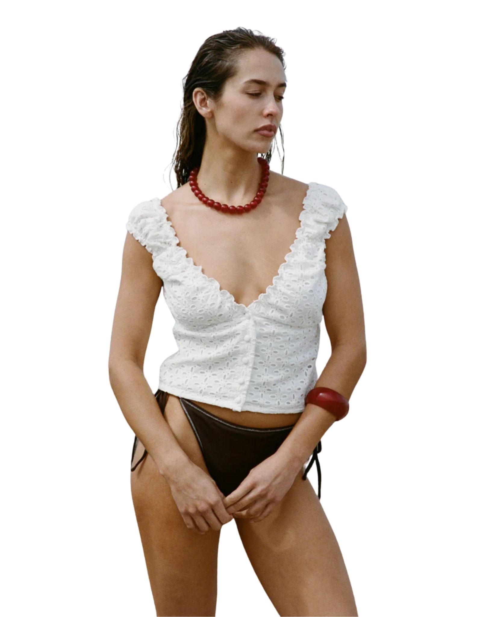 Frank Rae Bahama Top In Eyelet