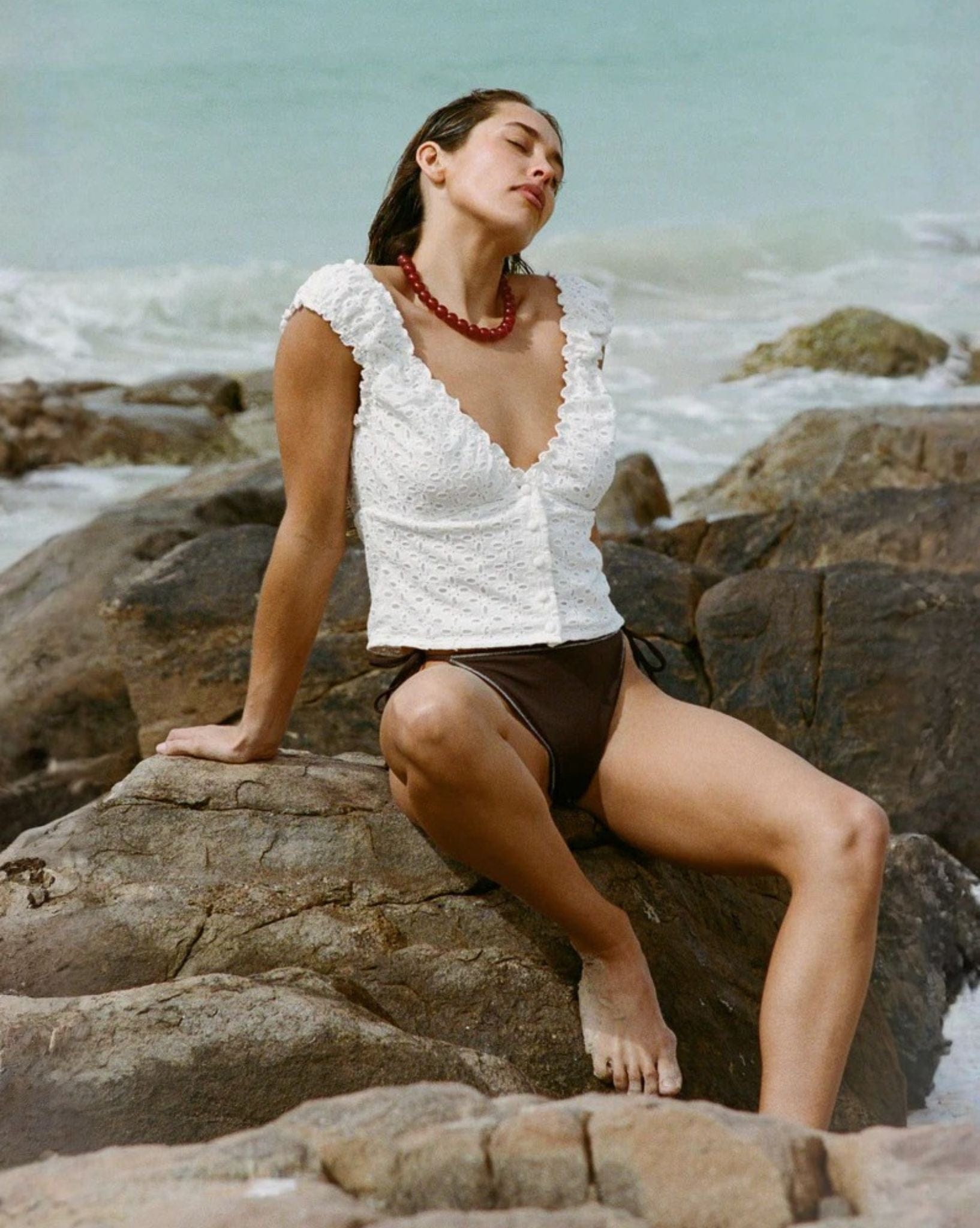 Frank Rae Bahama Top In Eyelet