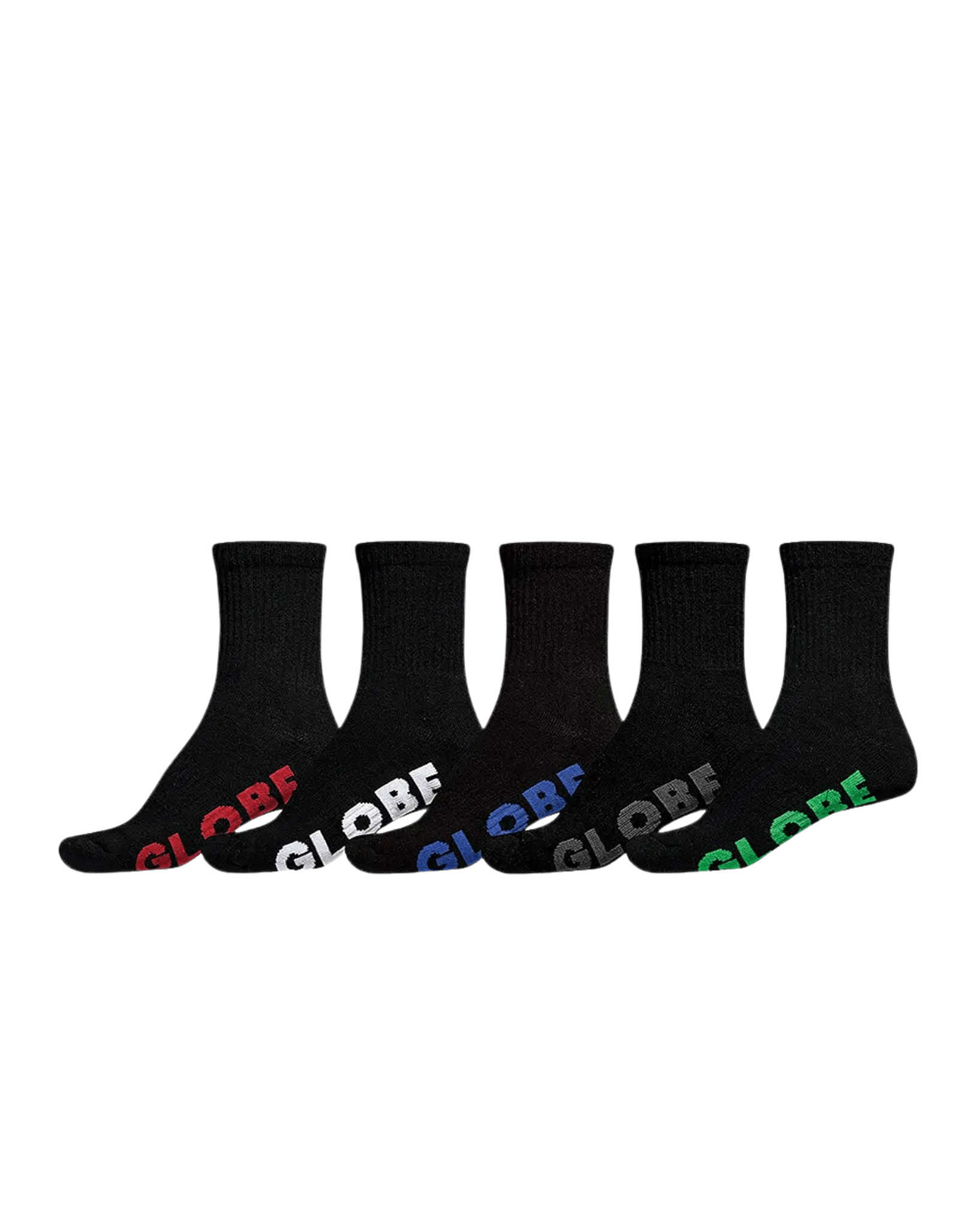 Globe Stealth Crew Sock 5 Pack Black