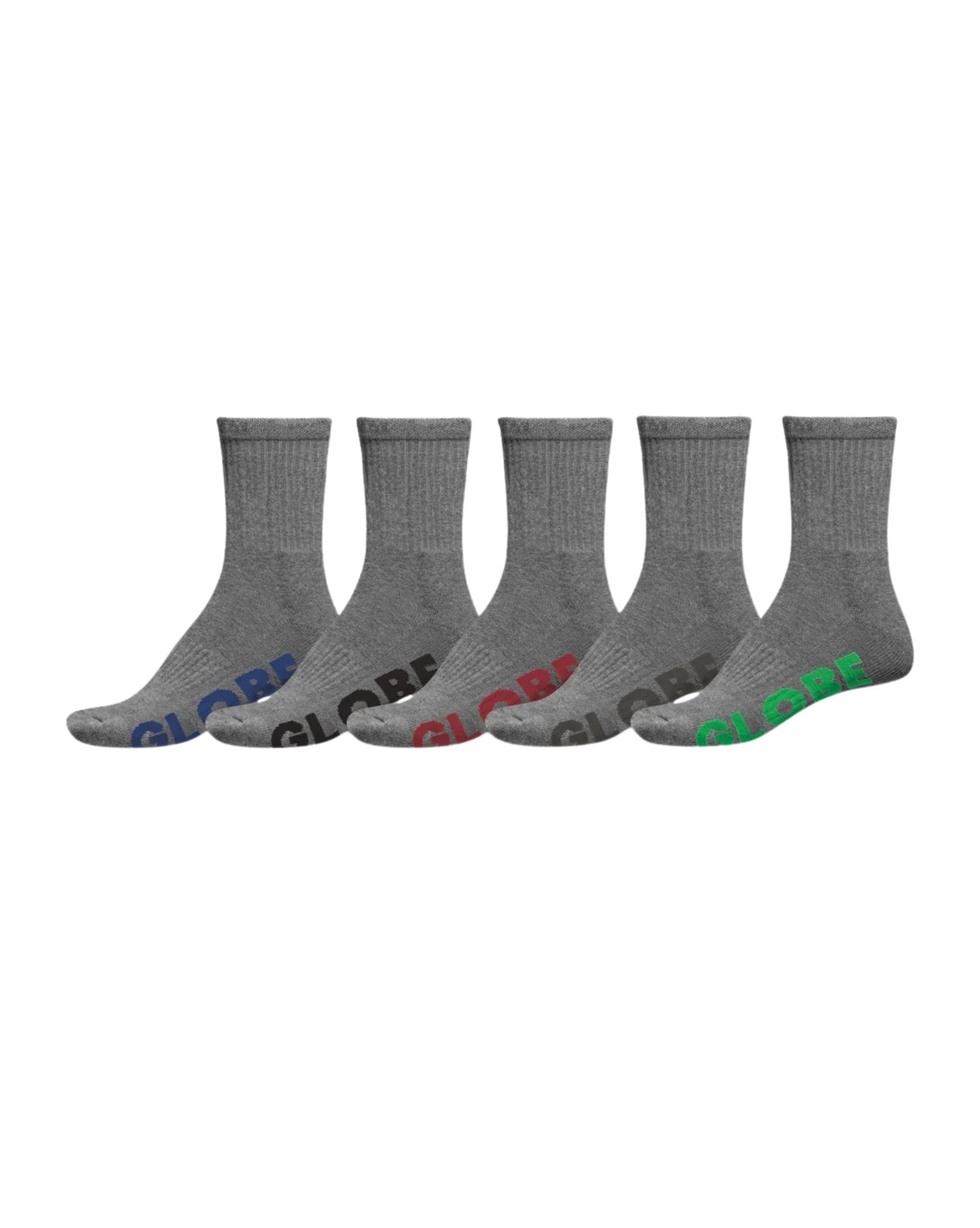 Globe Stealth Crew Sock 5 Pack Grey