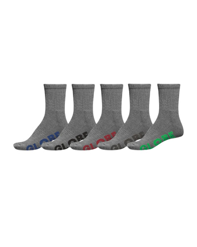 Globe Stealth Crew Sock 5 Pack Grey