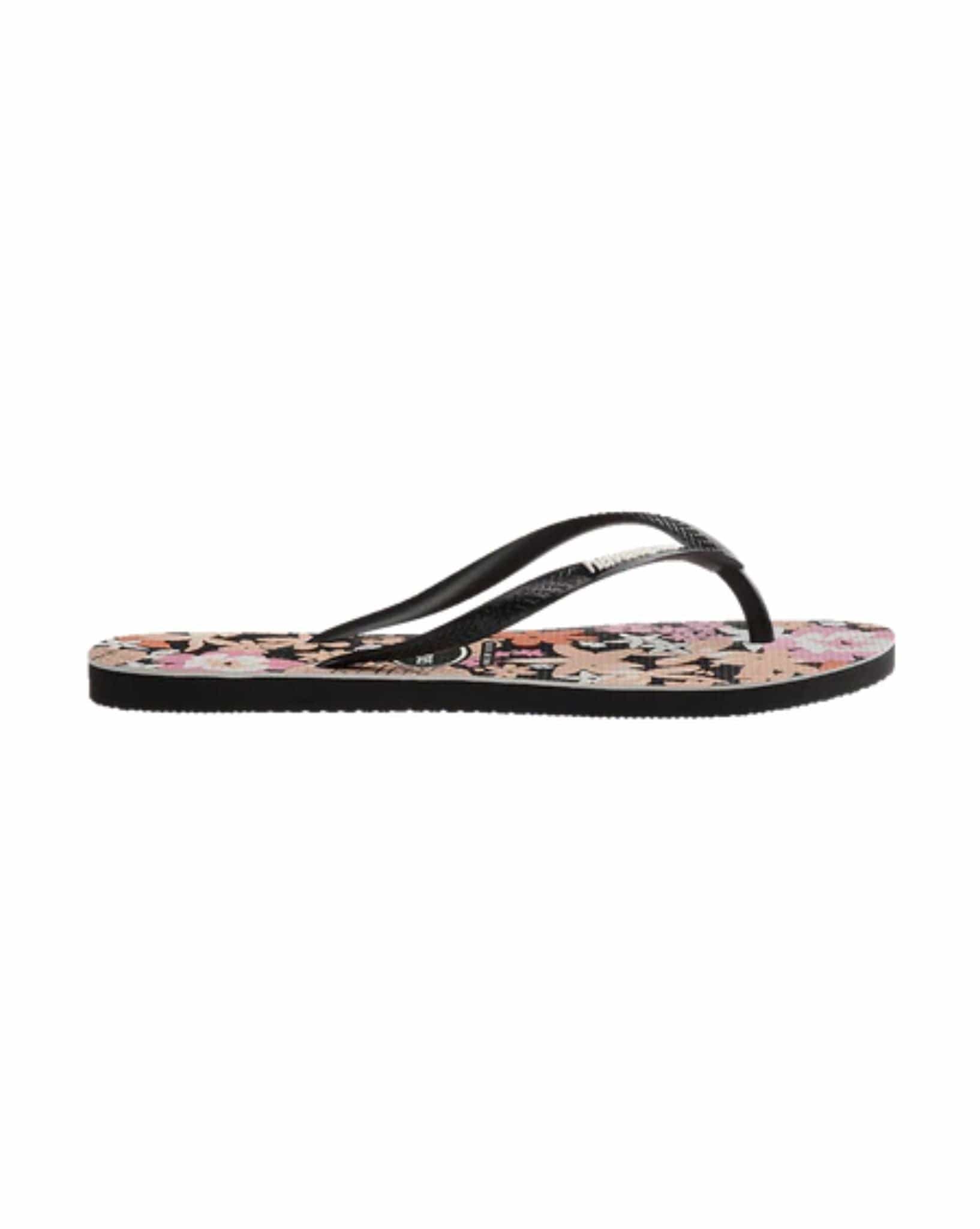 Havaianas Kids Slim Ditsy Bloom Thongs - Black
