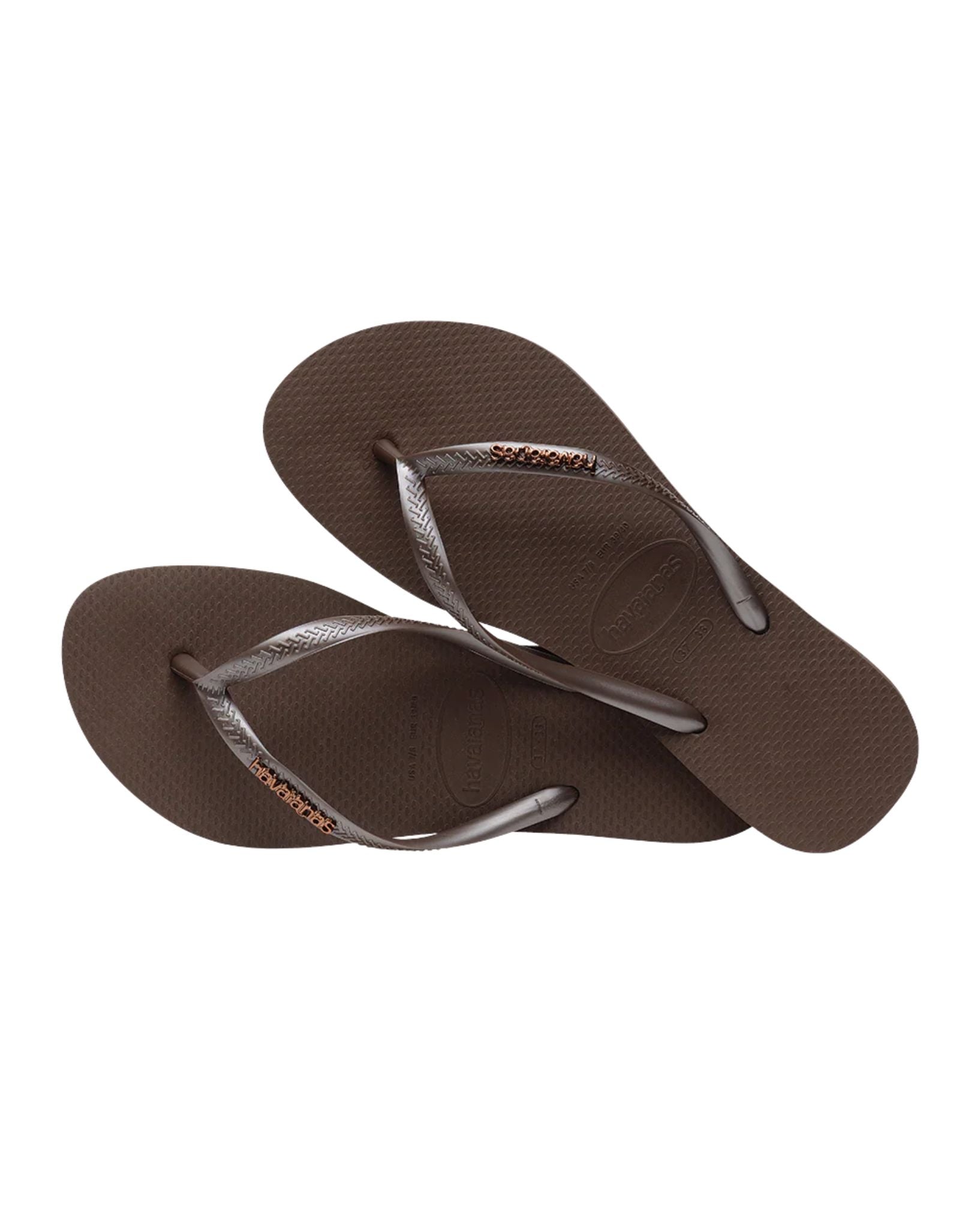 Havaianas Slim Metal Logo - Dark Brown