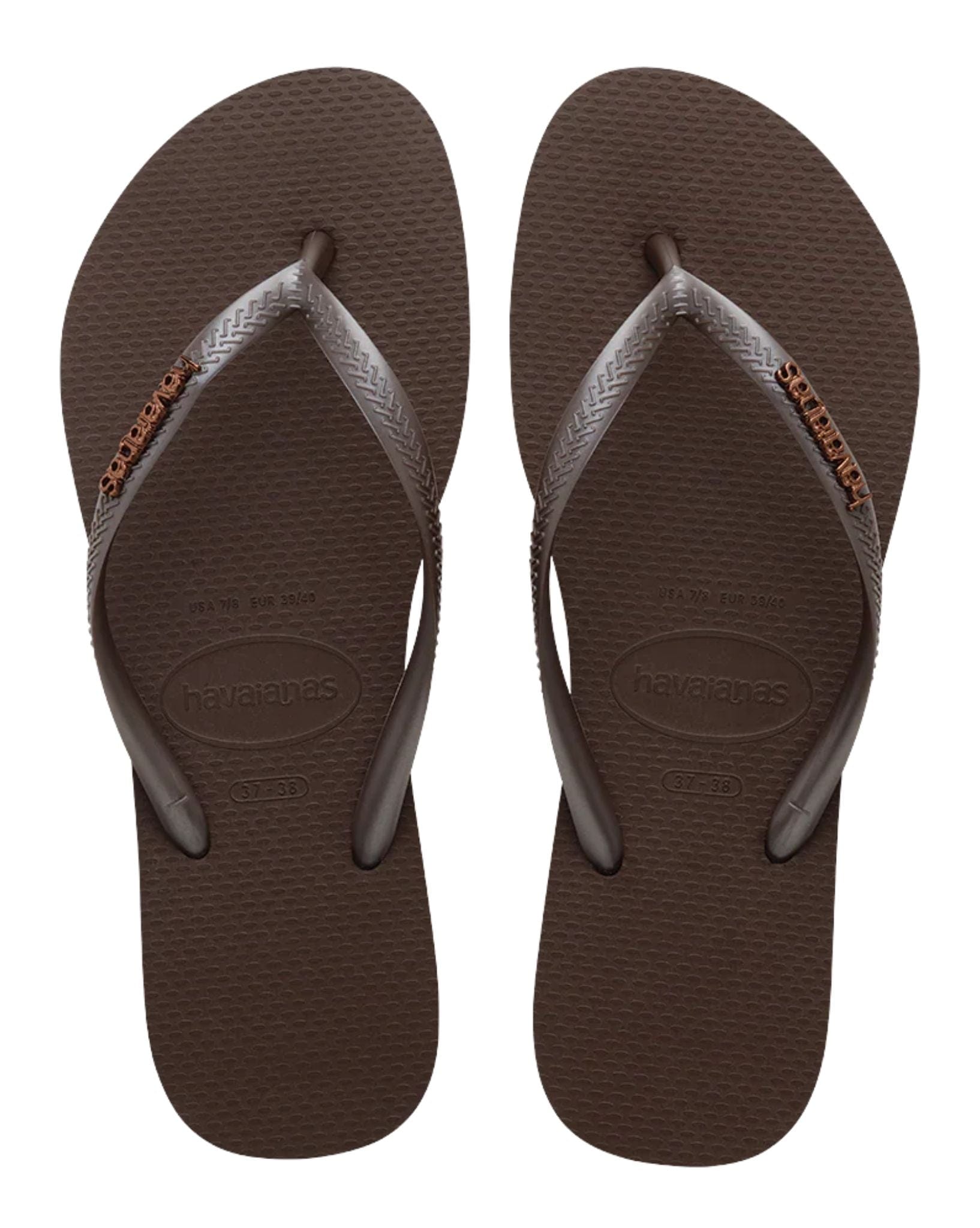 Havaianas Slim Metal Logo - Dark Brown