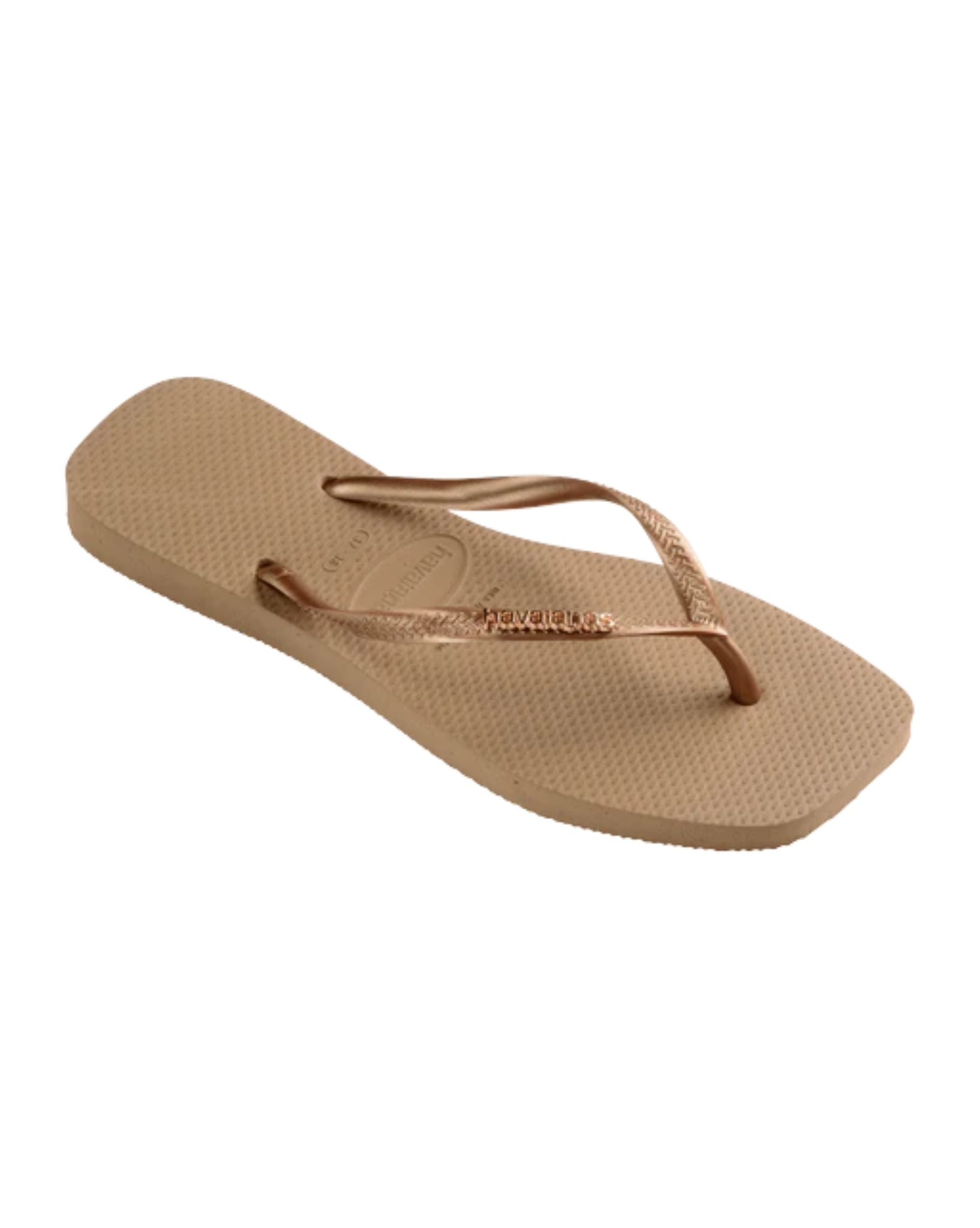 Havaianas Slim Square Logo - Mettalic Rose Gold