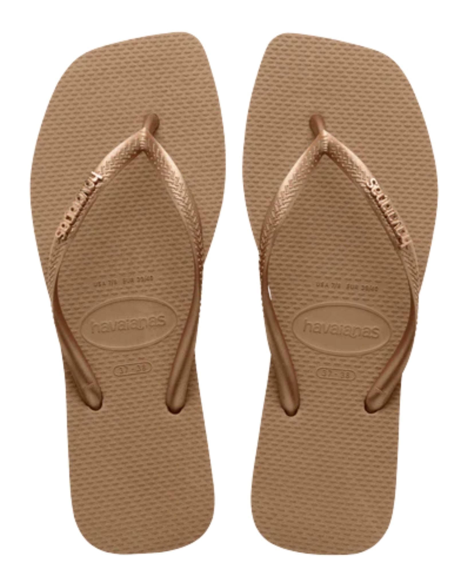 Havaianas Slim Square Logo - Mettalic Rose Gold