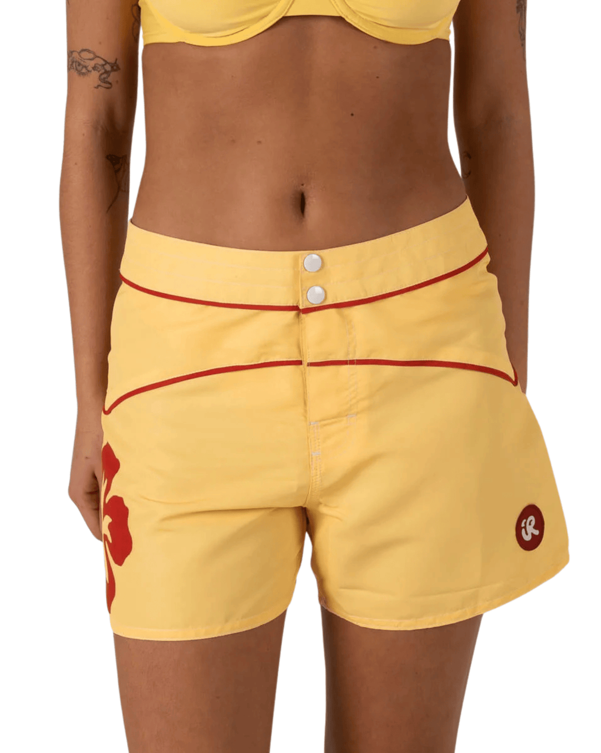 Inner Relm Womens Boardshorts Inner Relm Hibiscus Trunks - Yellow