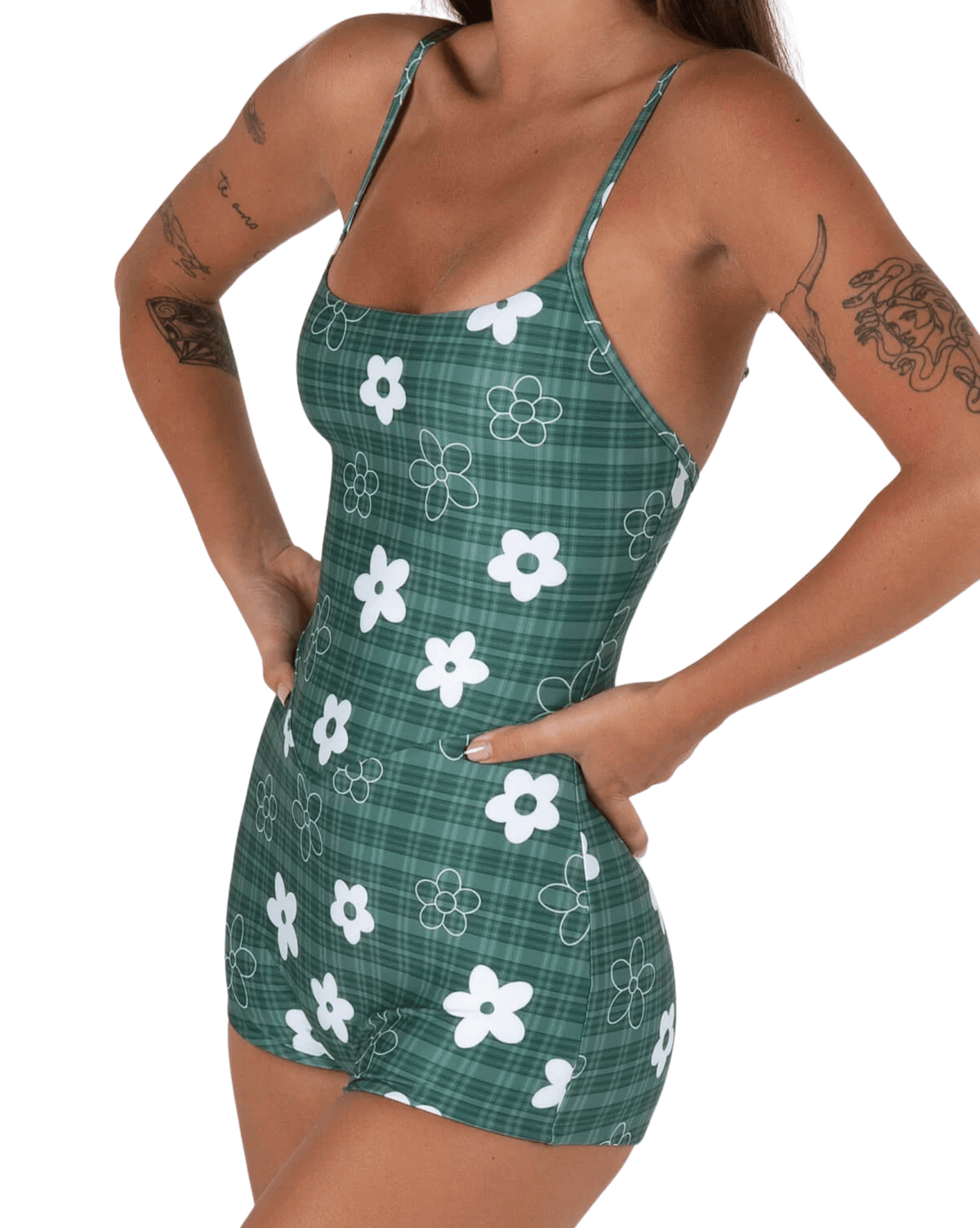 Inner Relm Womens Surfsuits Inner Relm Holiday Surf Suit - Gingham Green