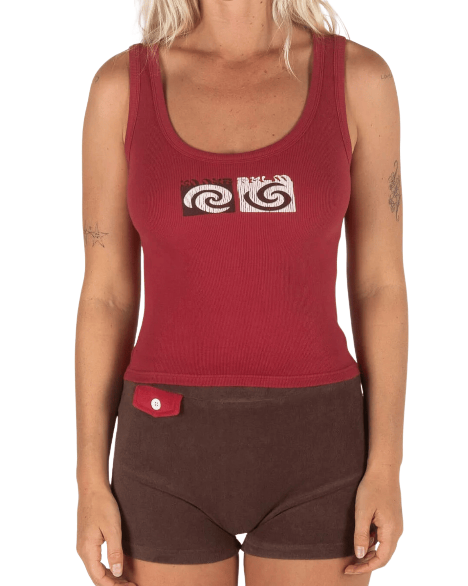 Inner Relm Womens Tops Inner Relm Checkers Top - Red