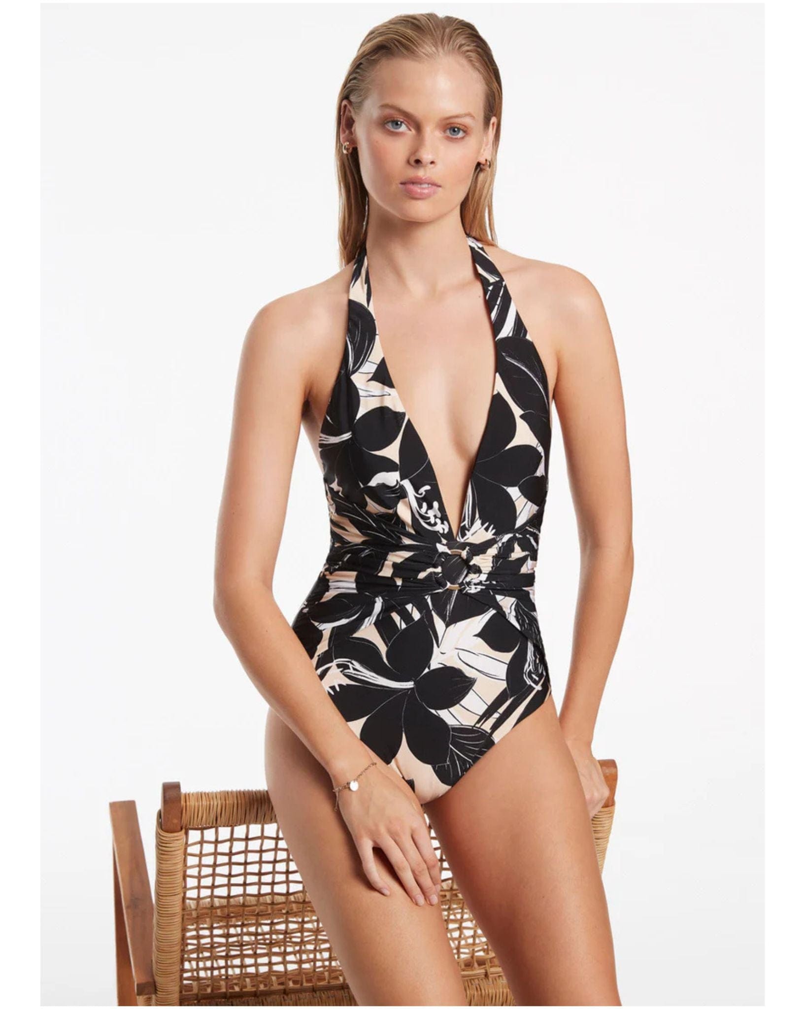 Jets Floreale Plunge One Piece - Black