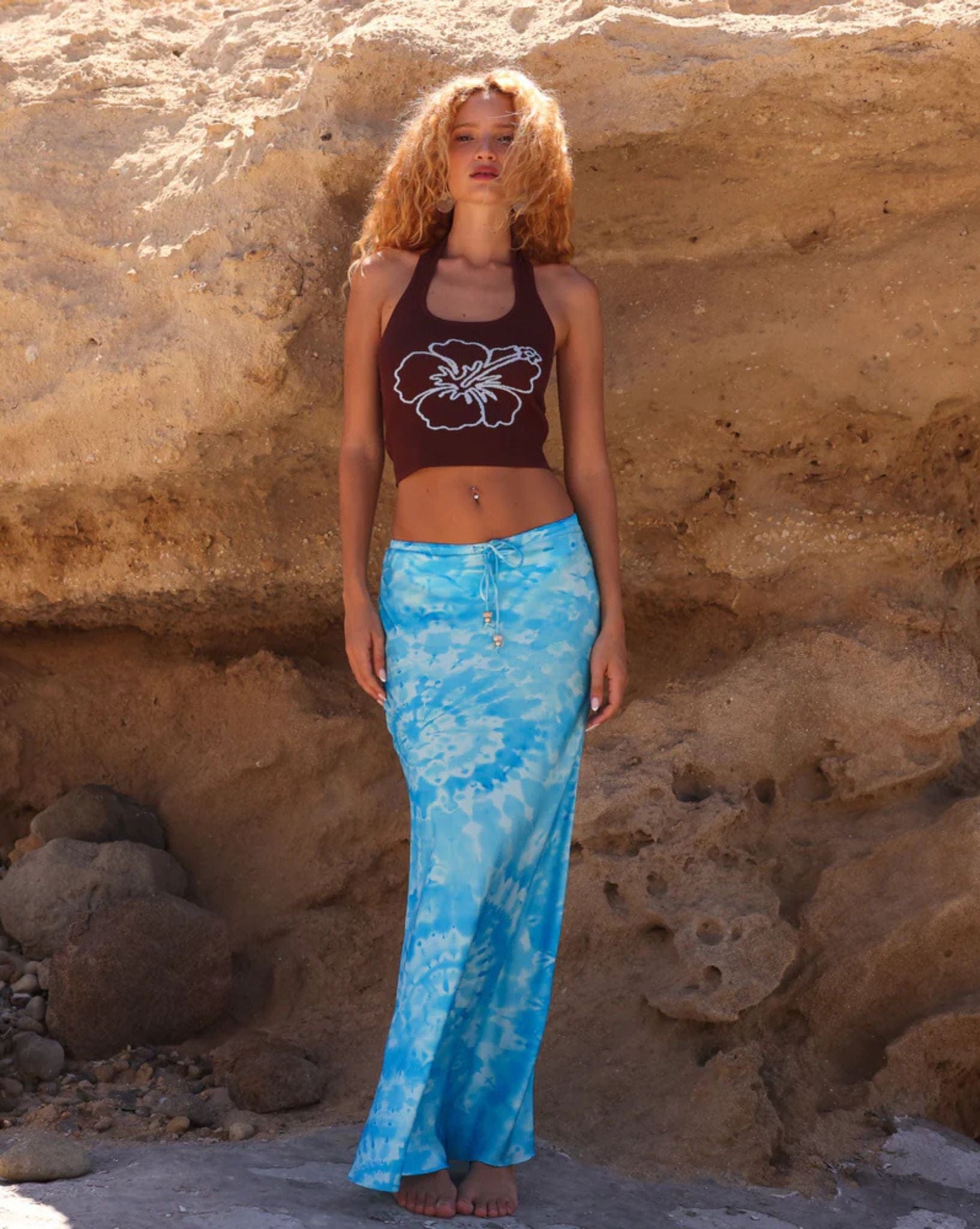 Kulani Kinis Bias Drawstring Maxi Skirt - Starry Seas