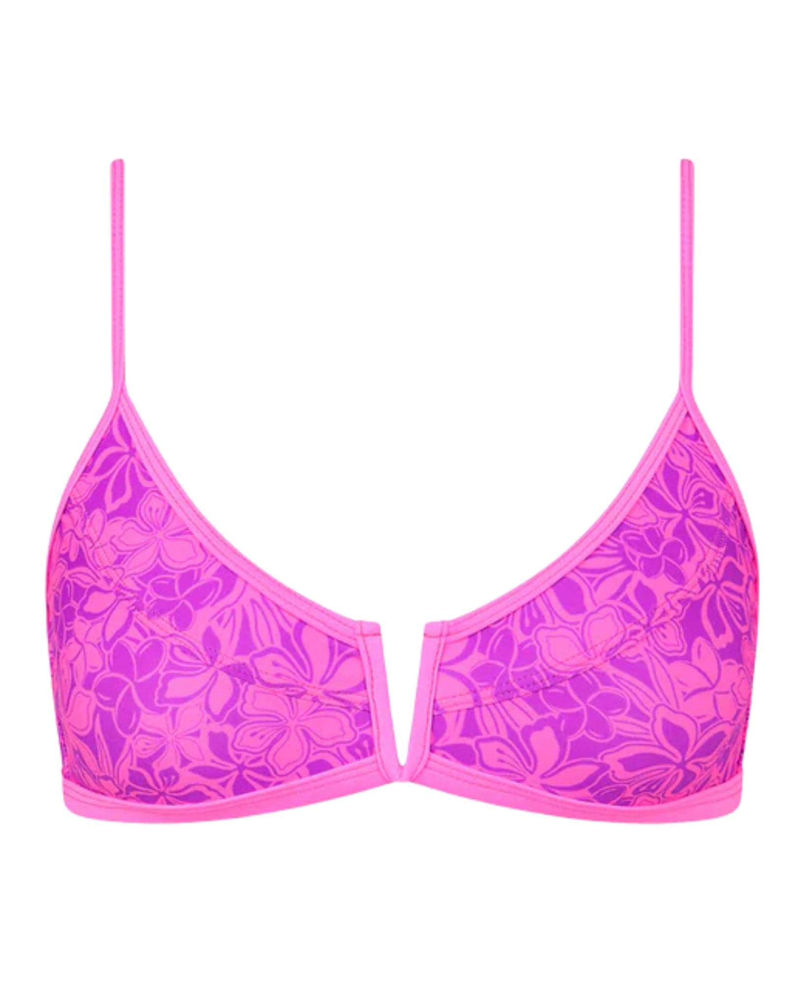 Kulani Kinis Bind Slim V Crop Bikini Top - Bubble Berry