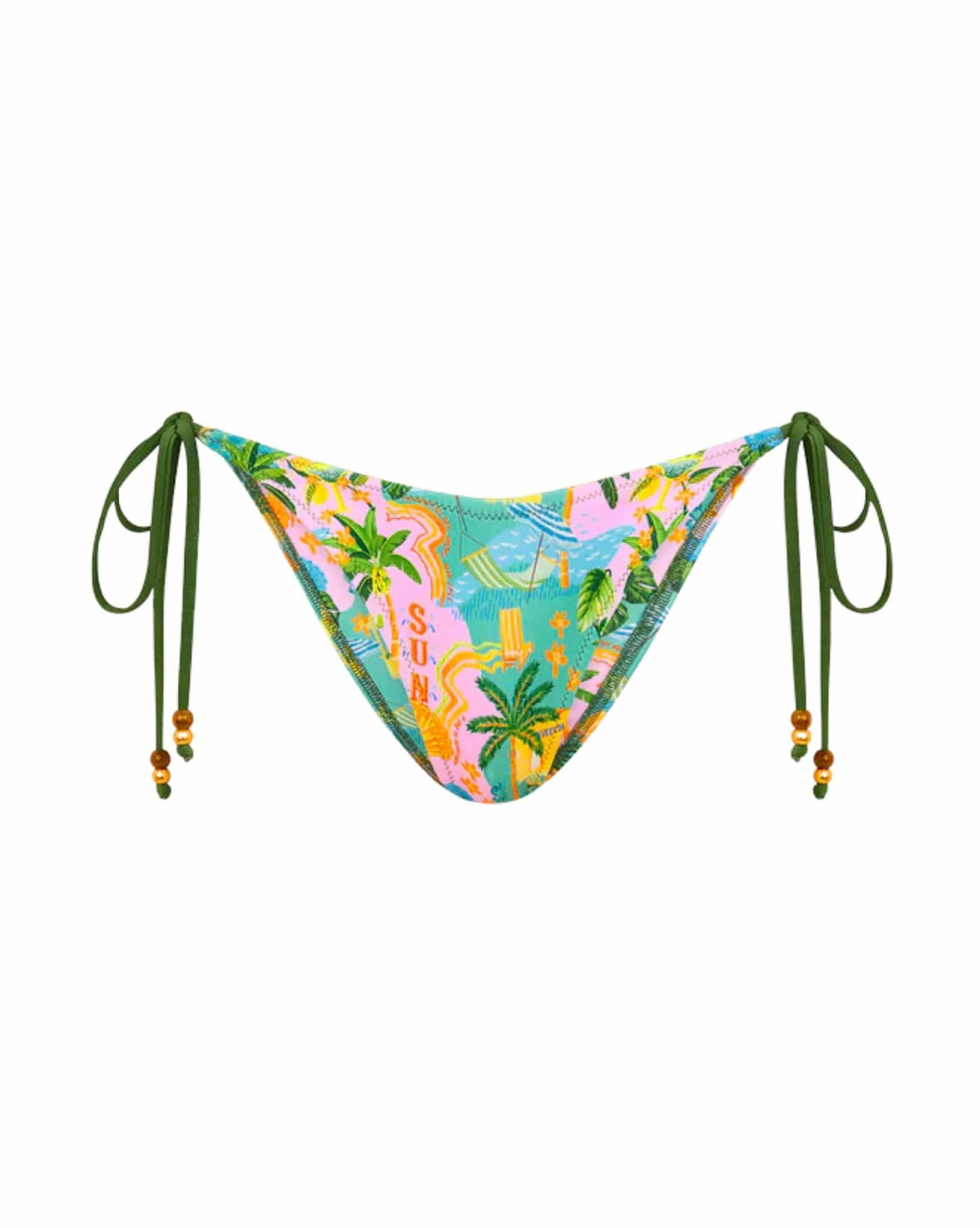 Kulani Kinis Dipped Cheeky Tie Bikini Bottom - Sunlit Spritz