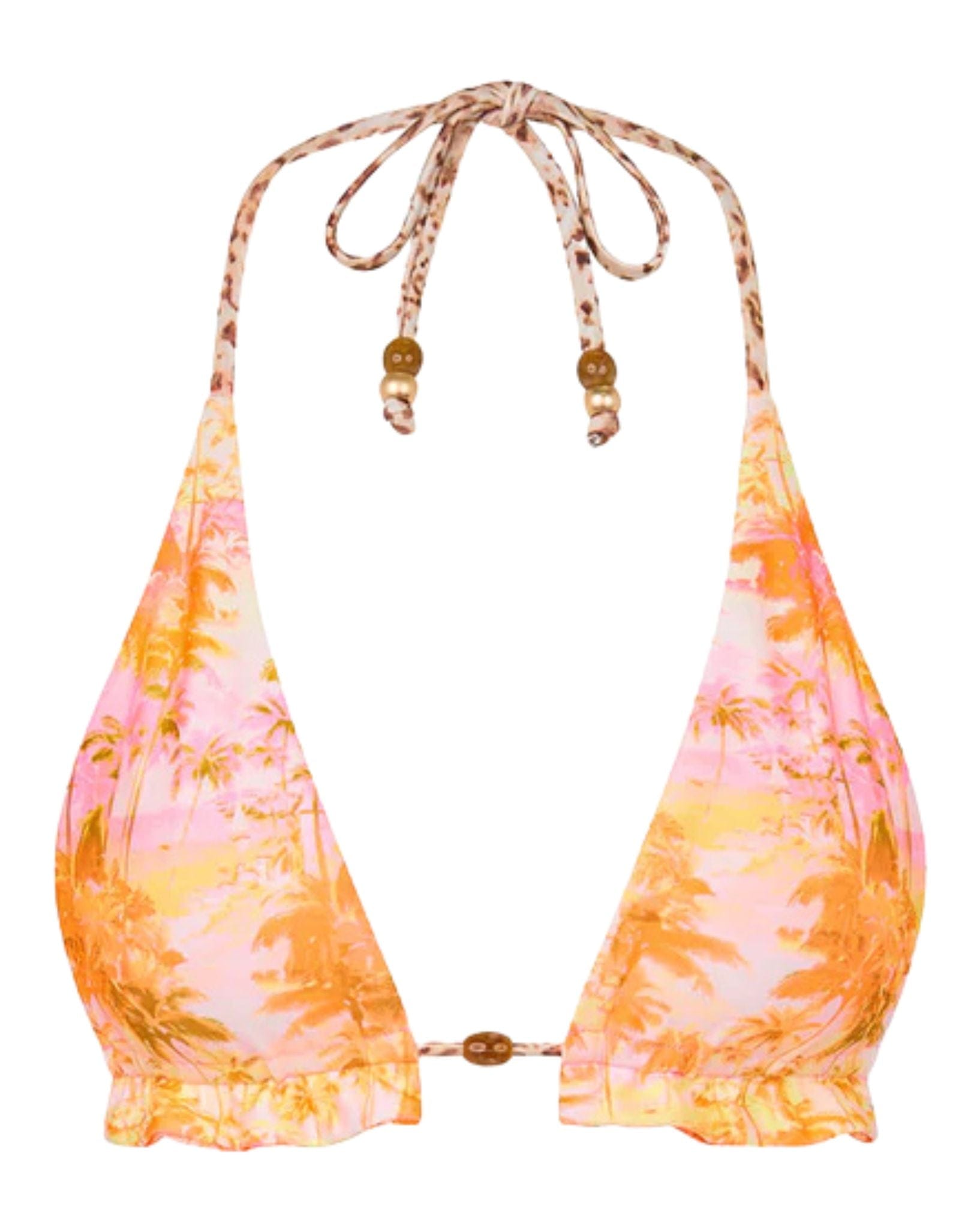 Kulani Kinis Frill Halter Bikini Top - Wild Skies