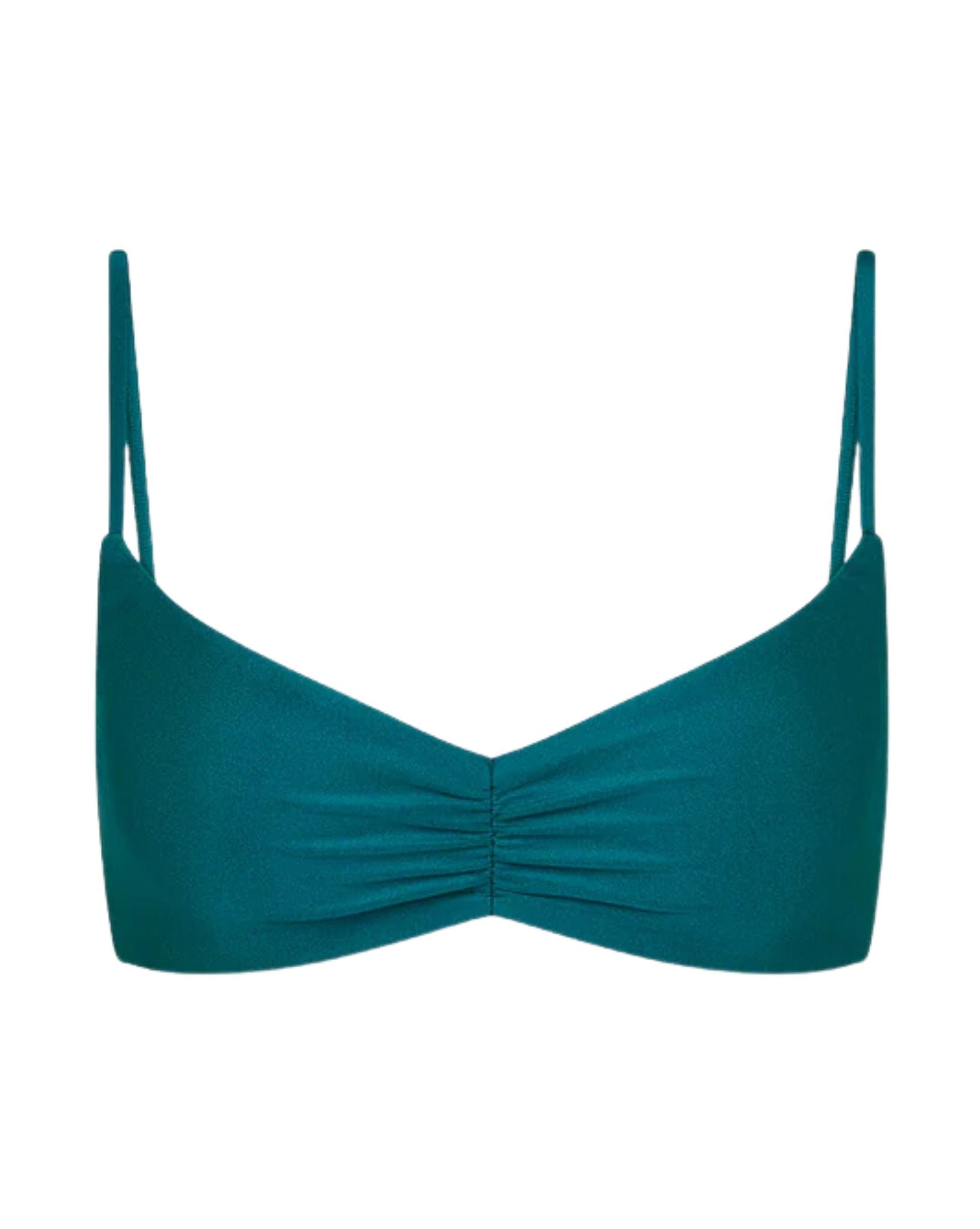 Kulani Kinis Gathered Mini Crop Bikini Top - Laguna Haze