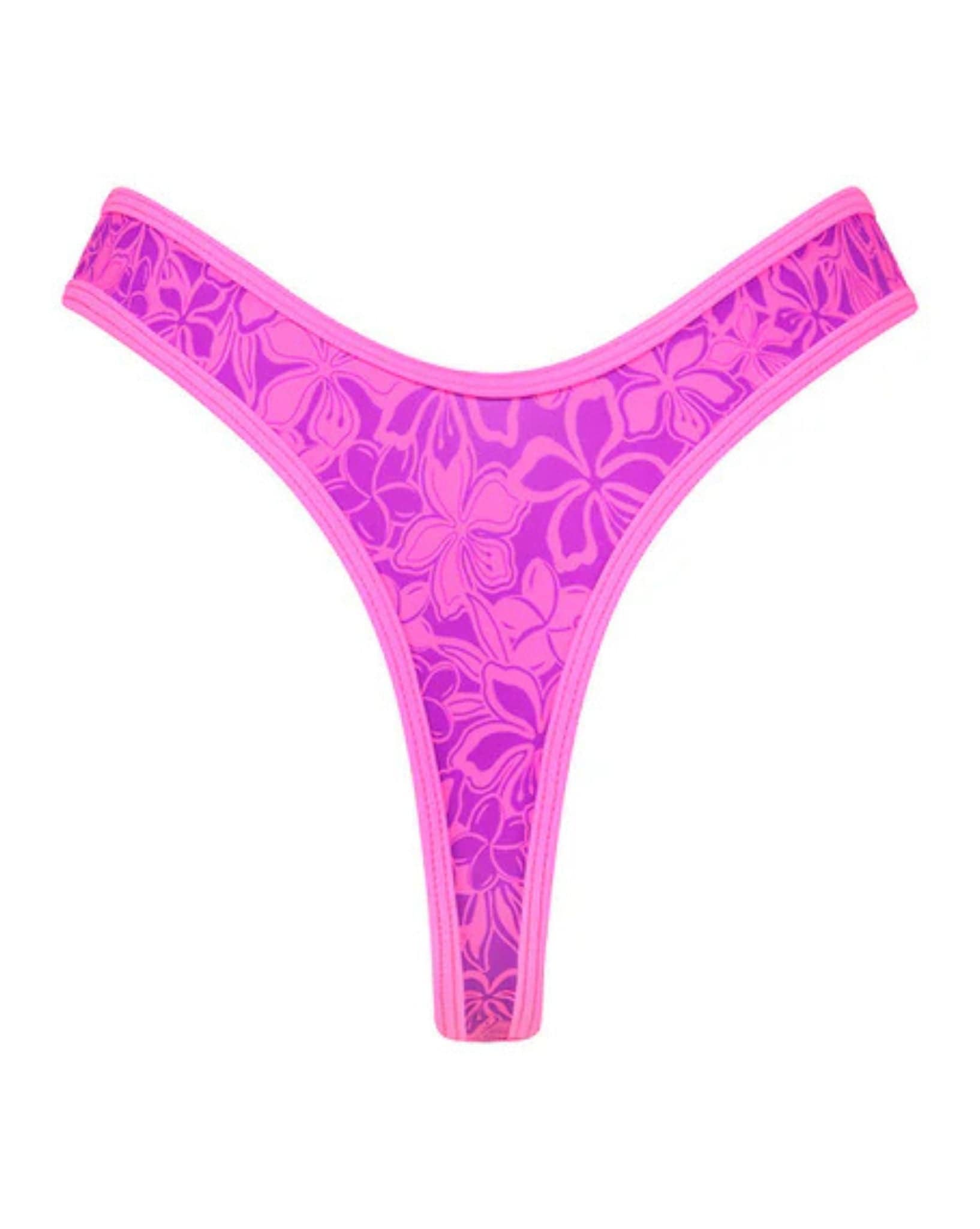 Kulani Kinis High Leg Thong Bikini Bottom - Bubble Berry