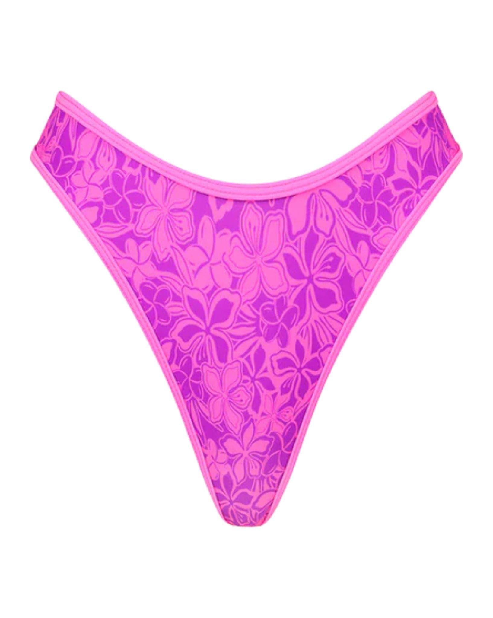 Kulani Kinis High Leg Thong Bikini Bottom - Bubble Berry