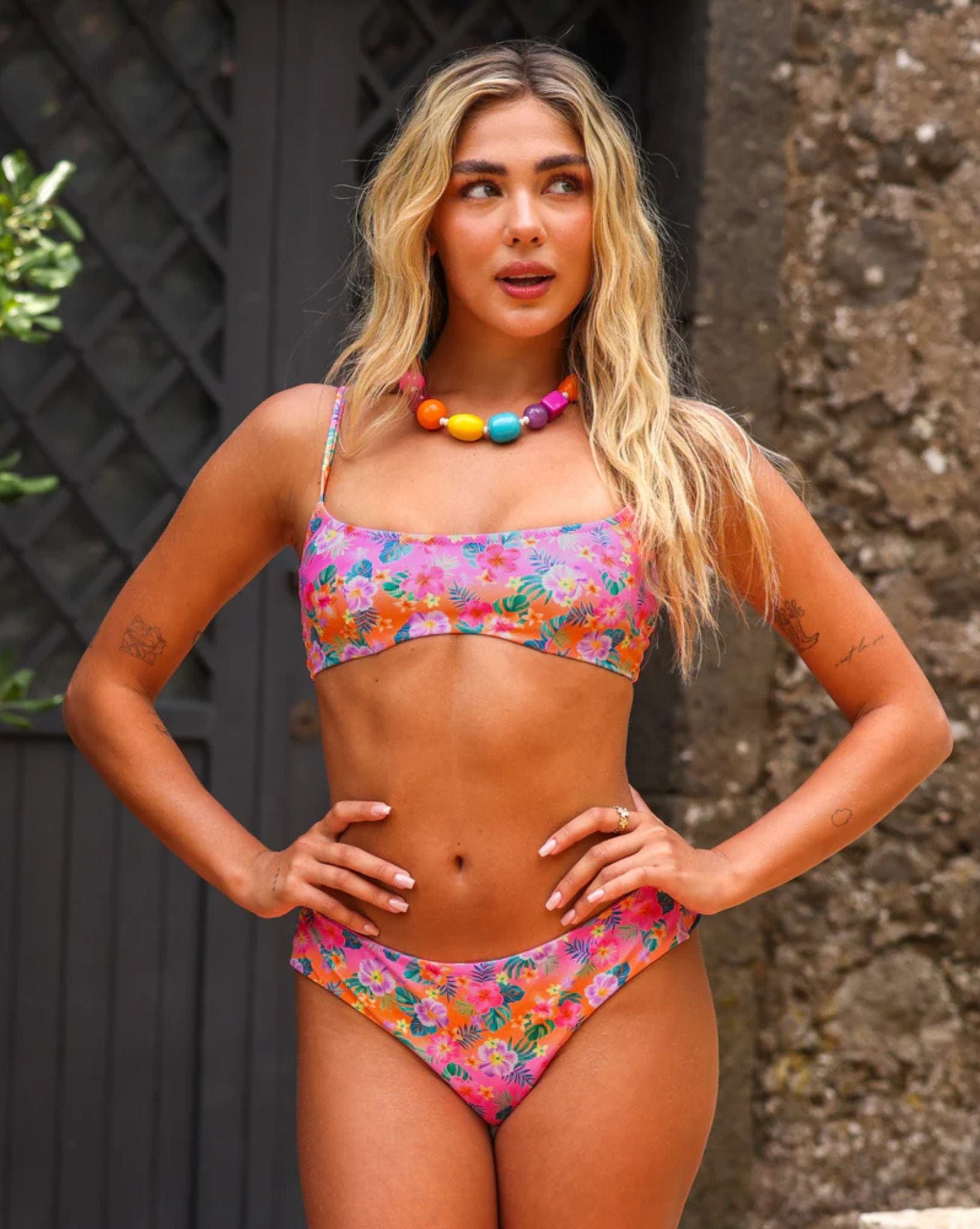 Kulani Kinis Invisible Underwire Crop Bikini Top - Summer Glow