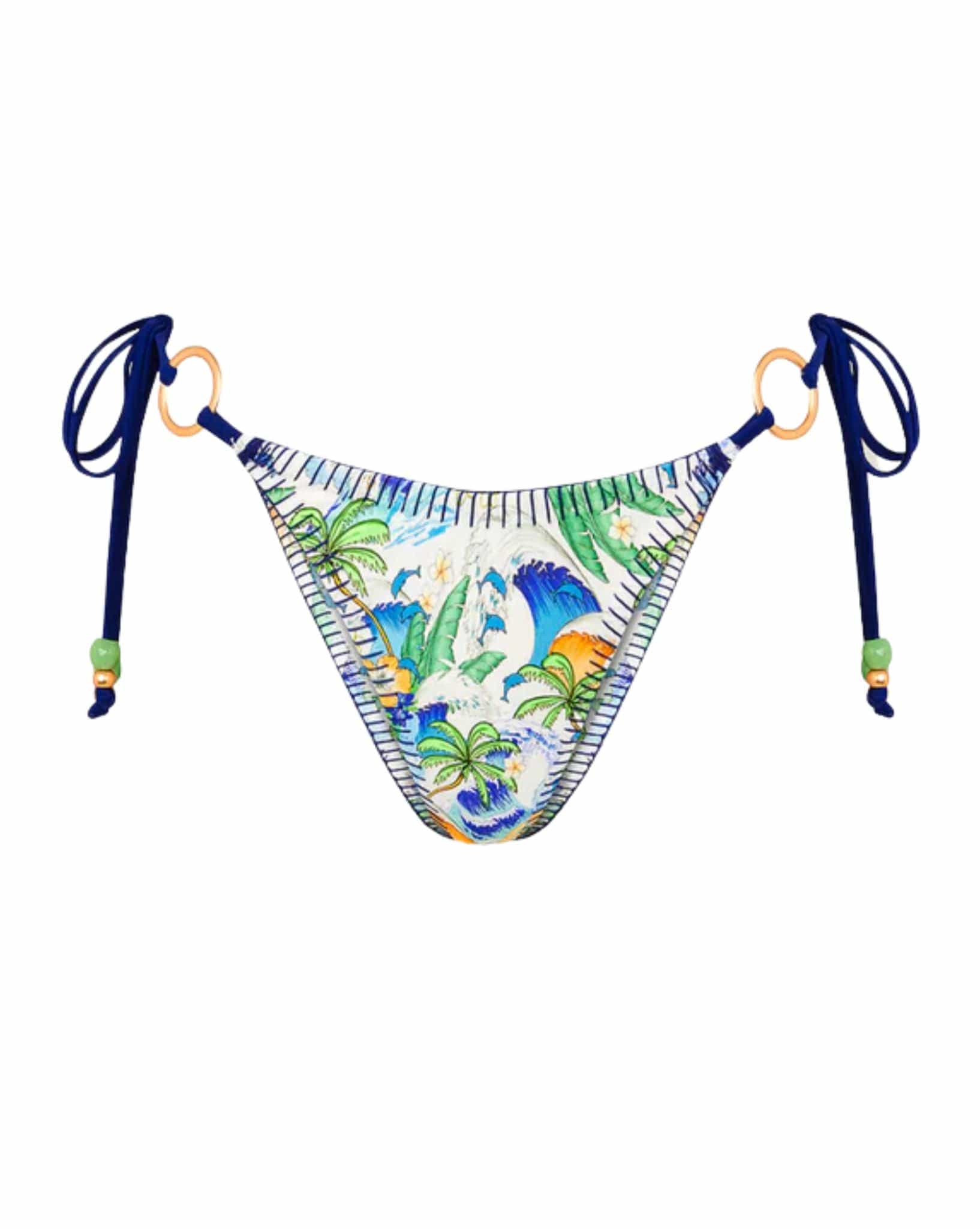 Kulani Kinis Lace Stitch Ring Tie Bikini Bottom - Blue Crush