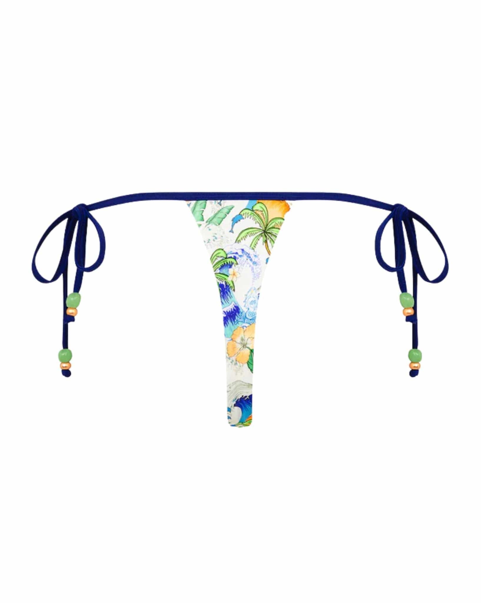 Kulani Kinis Micro Thong Tie Side Bikini Bottom - Blue Crush